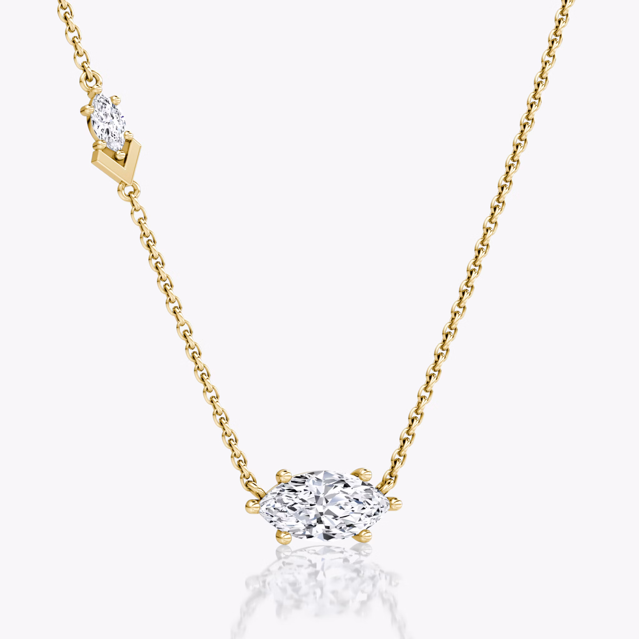 Toi et Moi Echo Necklace | Marquise | 14k | Yellow Gold | caratWeight: 1.1ct | chainLength: 16-18