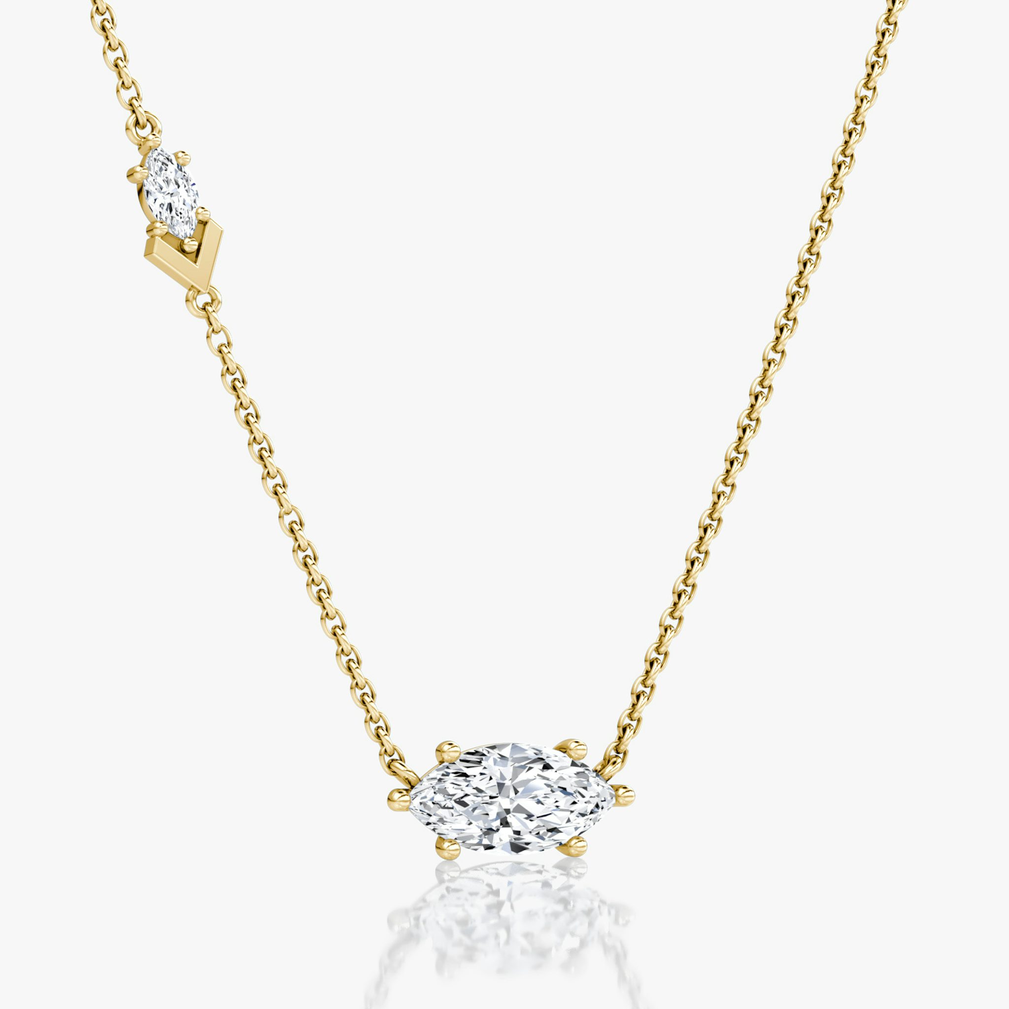 Toi et Moi Echo Necklace | Marquise | 14k | Yellow Gold | caratWeight: 1.1ct | chainLength: 16-18