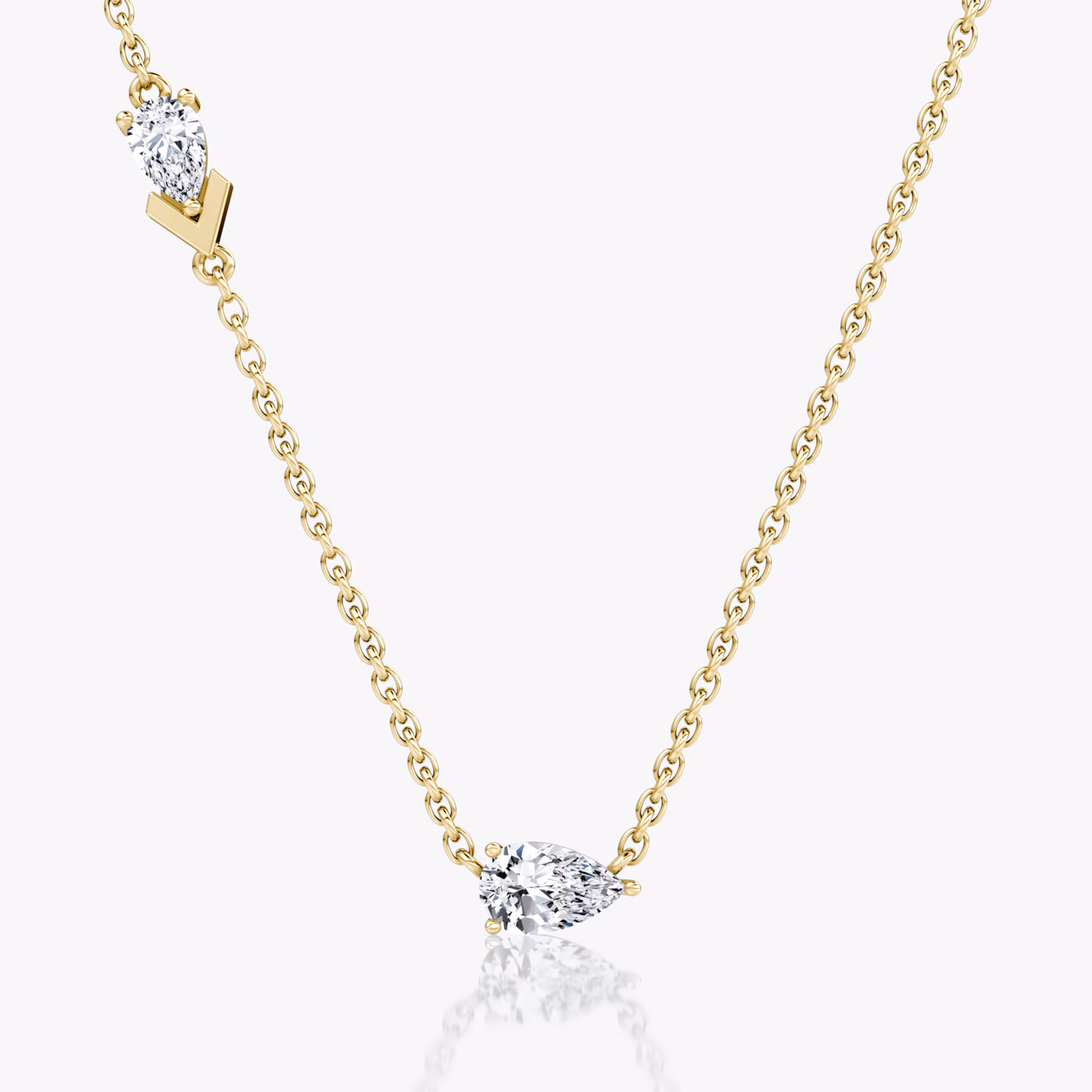 Toi et Moi Echo Necklace | Pear | 14k | Yellow Gold | caratWeight: 0.40ct | chainLength: 16-18