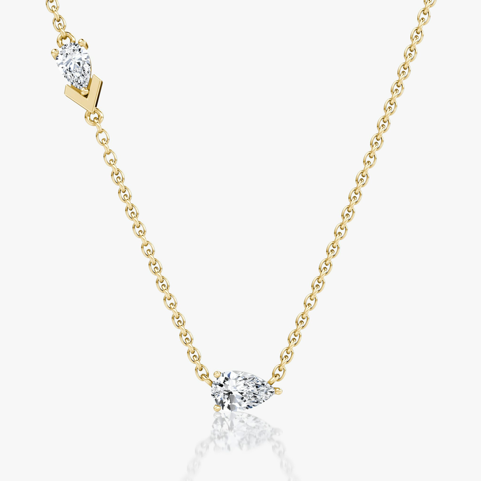 Toi et Moi Echo Necklace | Pear | 14k | Yellow Gold | caratWeight: 0.40ct | chainLength: 16-18
