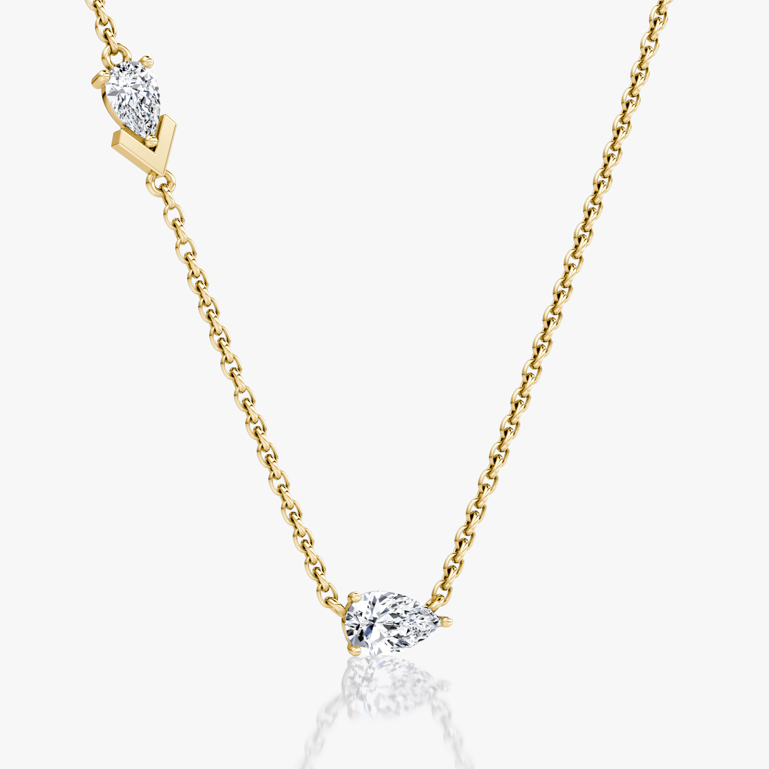 Toi et Moi Echo Necklace | Pear | 14k | Yellow Gold | caratWeight: 0.40ct | chainLength: 16-18