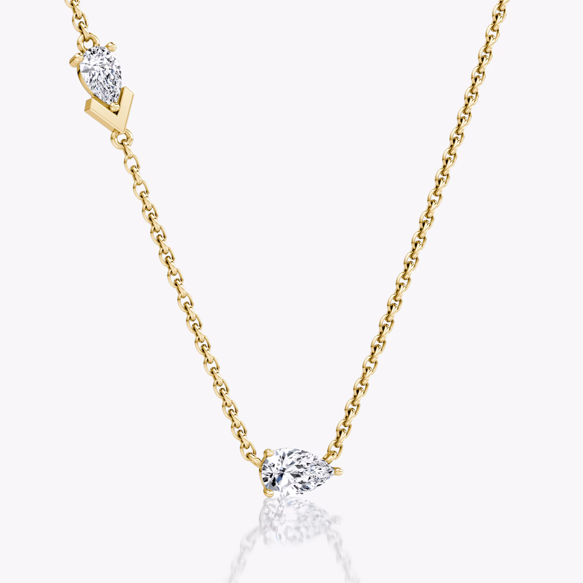Toi et Moi Echo Necklace | Pear | 14k | Yellow Gold | caratWeight: 0.40ct | chainLength: 16-18