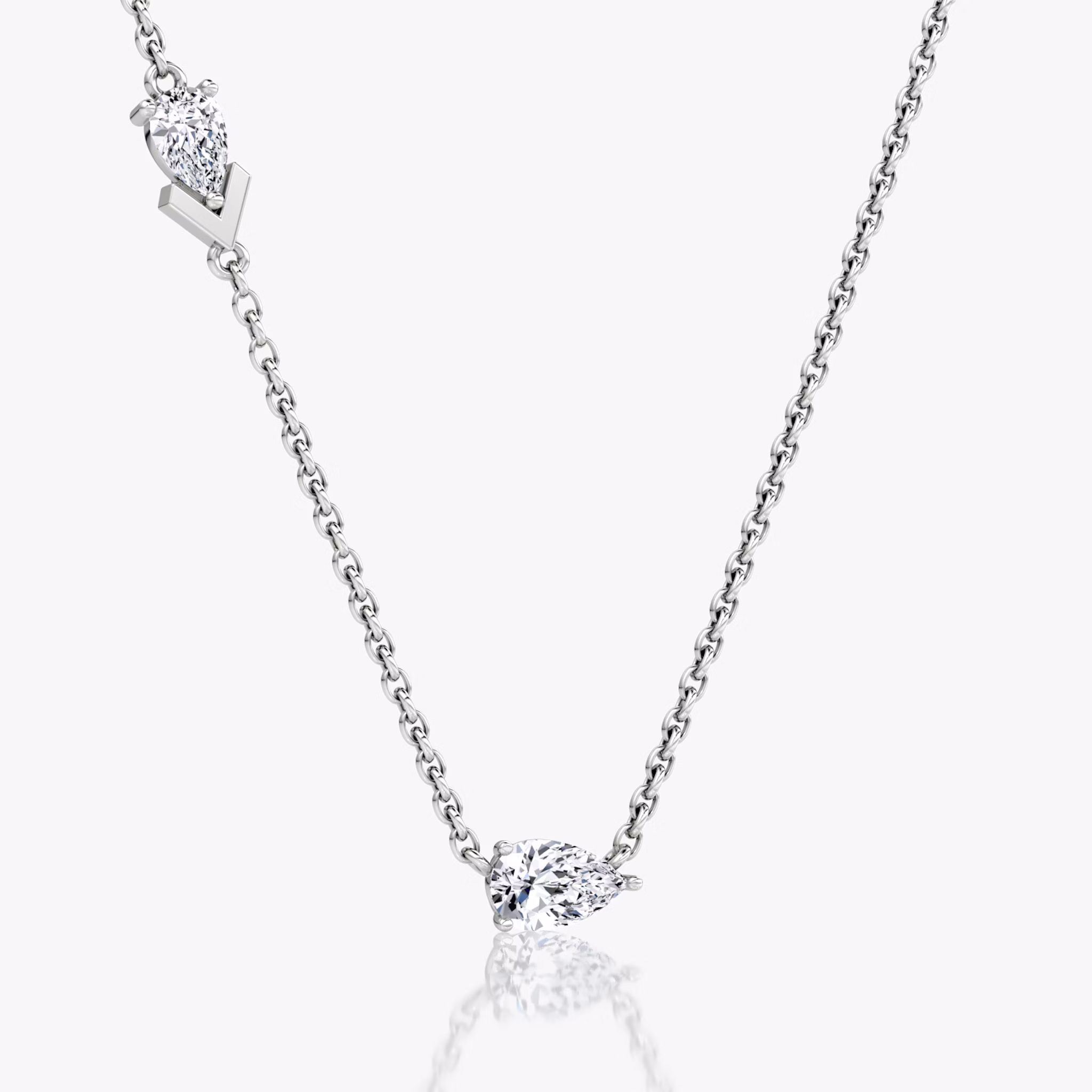 Toi et Moi Echo Necklace | Pear | 14k | White Gold | caratWeight: 0.40ct | chainLength: 16-18
