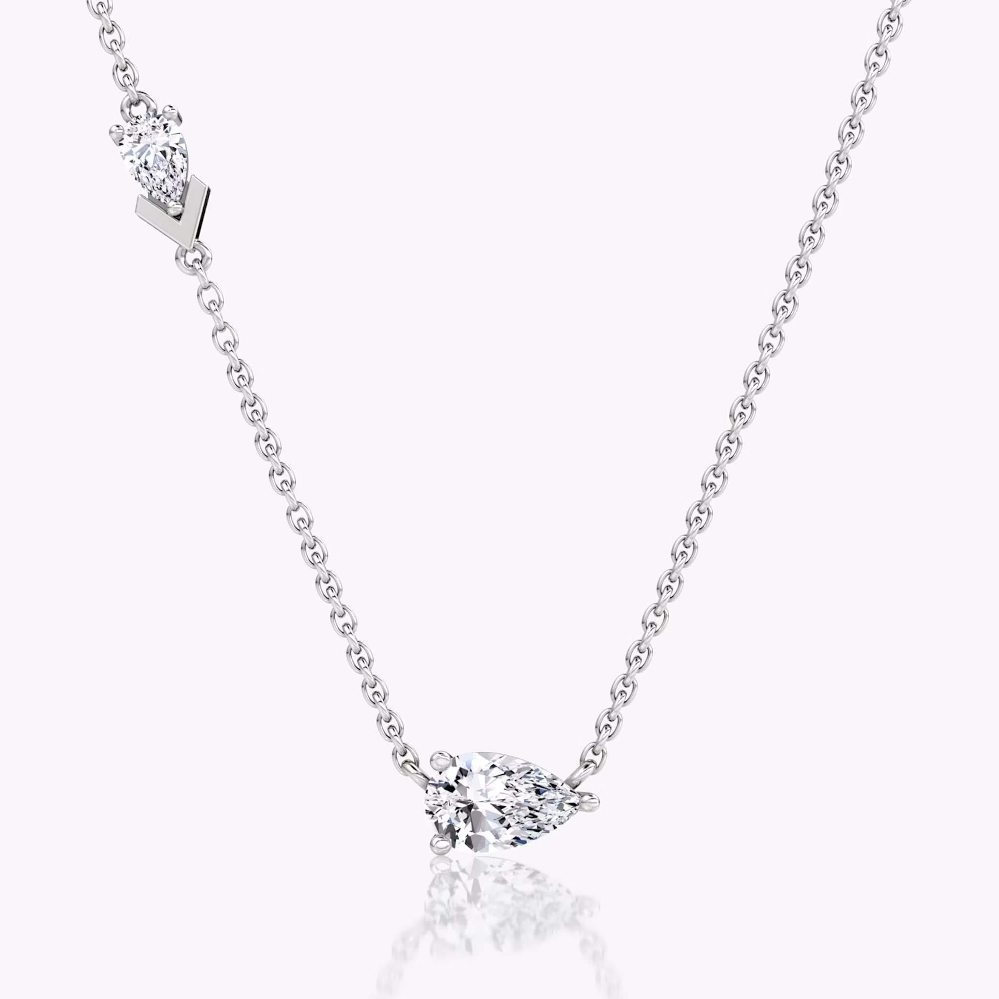Toi et Moi Echo Necklace | pear | 14k | white-gold | caratWeight: 0.65ct | chainLength: 16-18