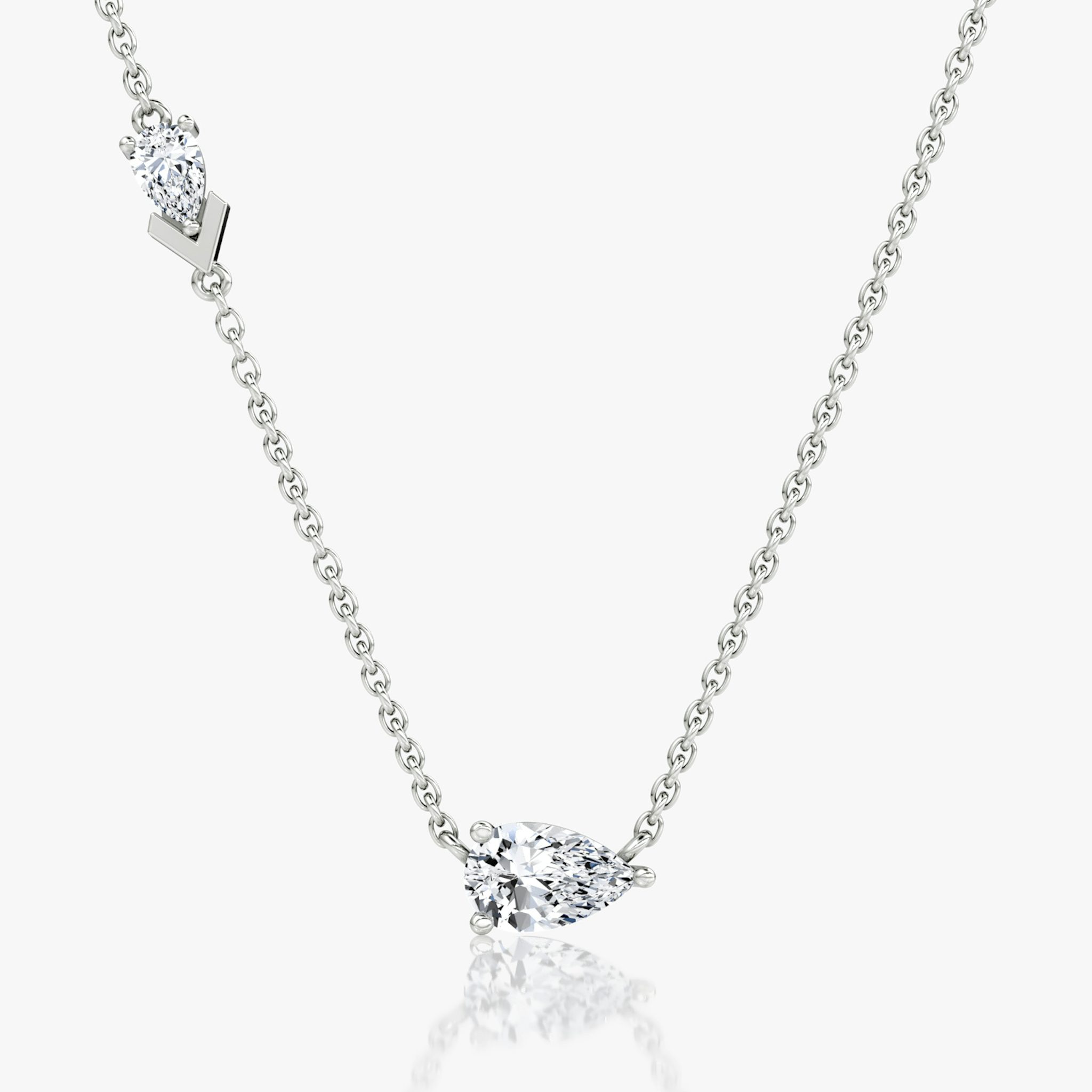 Toi et Moi Echo Necklace | pear | 14k | white-gold | caratWeight: 0.65ct | chainLength: 16-18