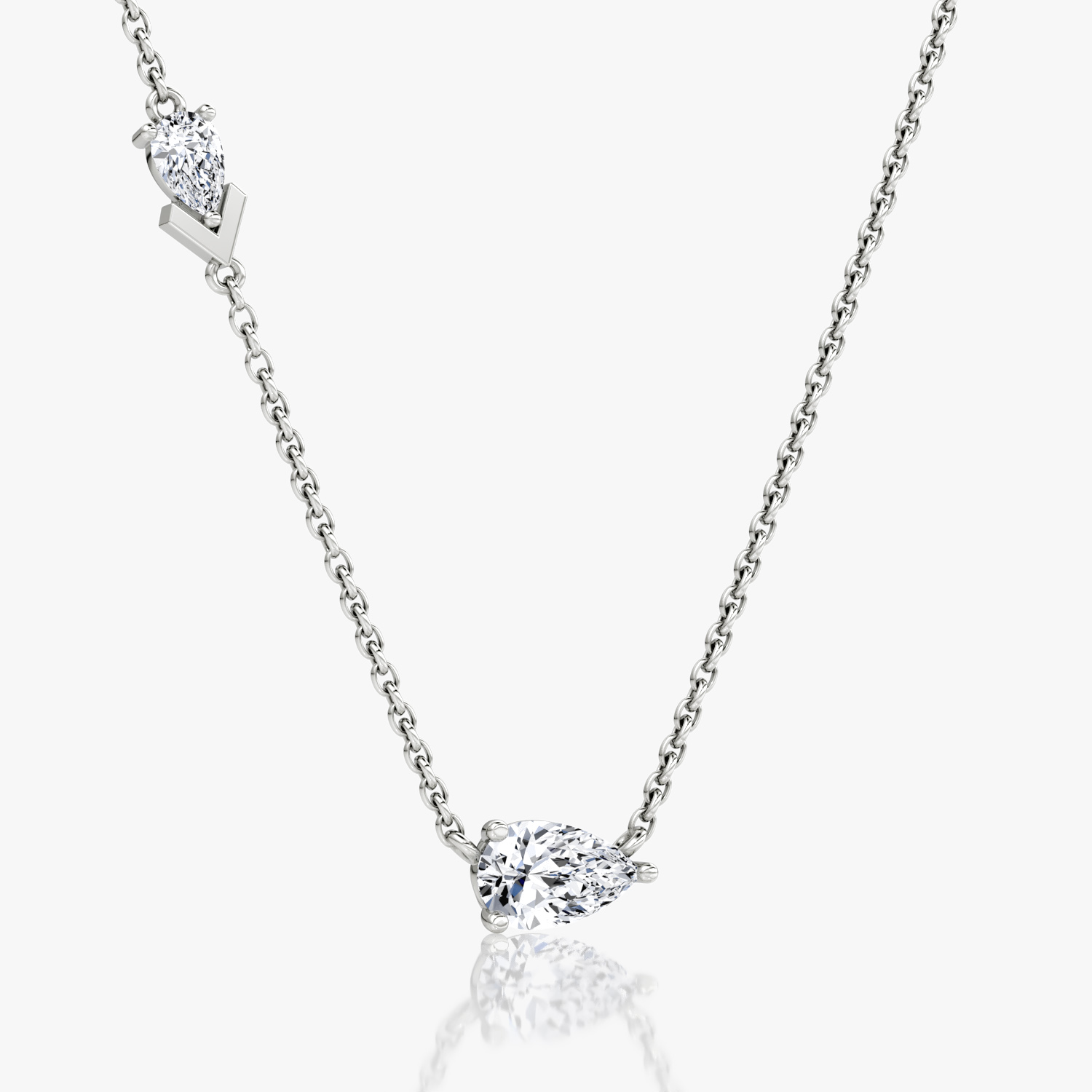 Toi et Moi Echo Necklace | Pear | 14k | White Gold | caratWeight: 0.65ct | chainLength: 16-18