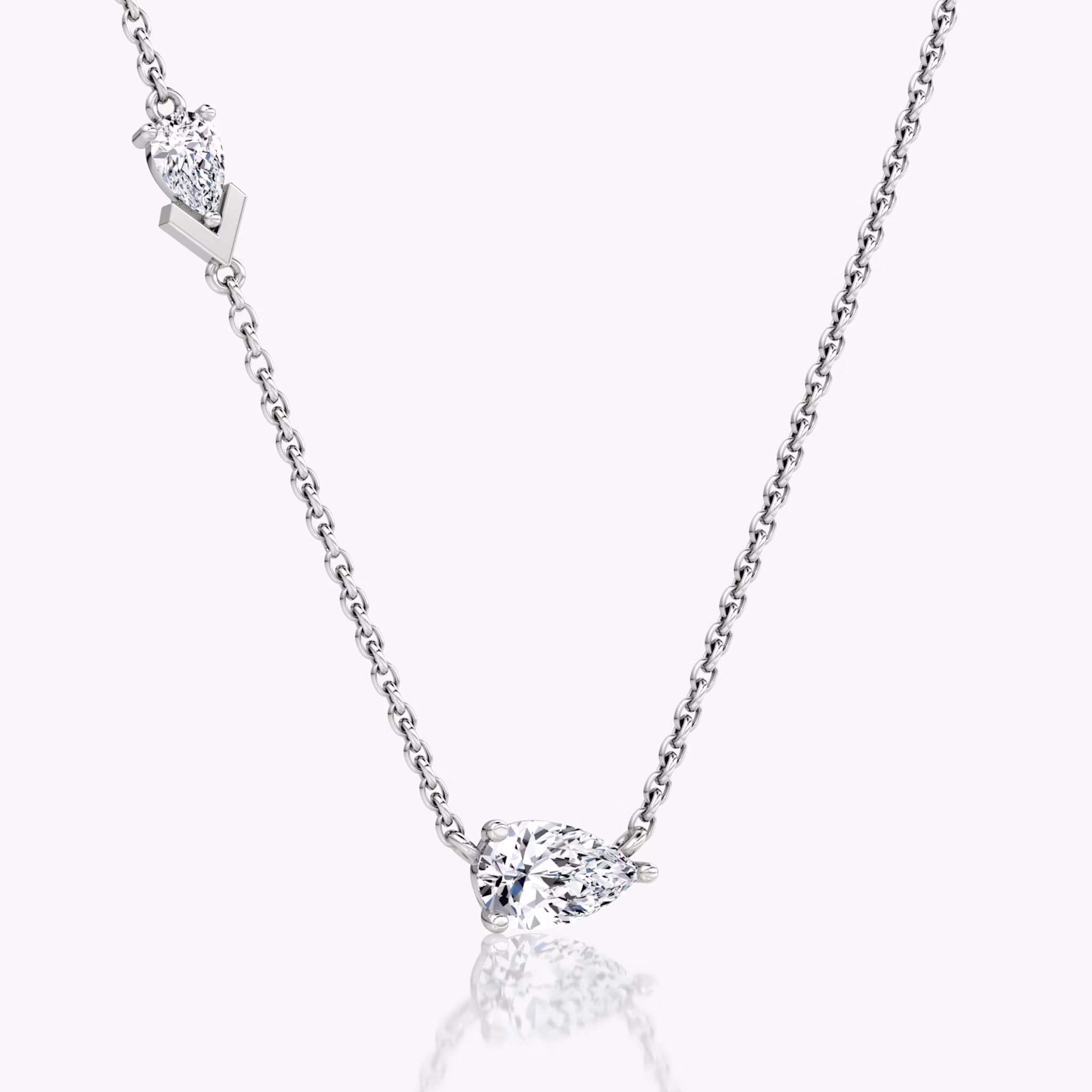 Toi et Moi Echo Necklace | pear | 14k | white-gold | caratWeight: 0.65ct | chainLength: 16-18
