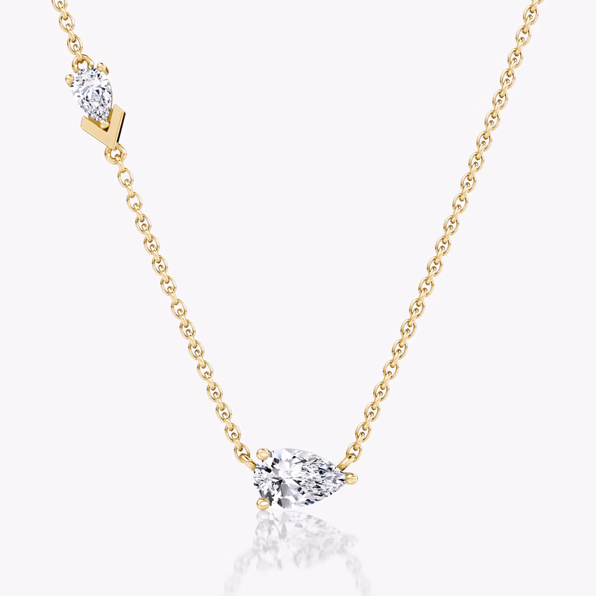 Toi et Moi Echo Necklace | Pear | 14k | Yellow Gold | caratWeight: 0.65ct | chainLength: 16-18