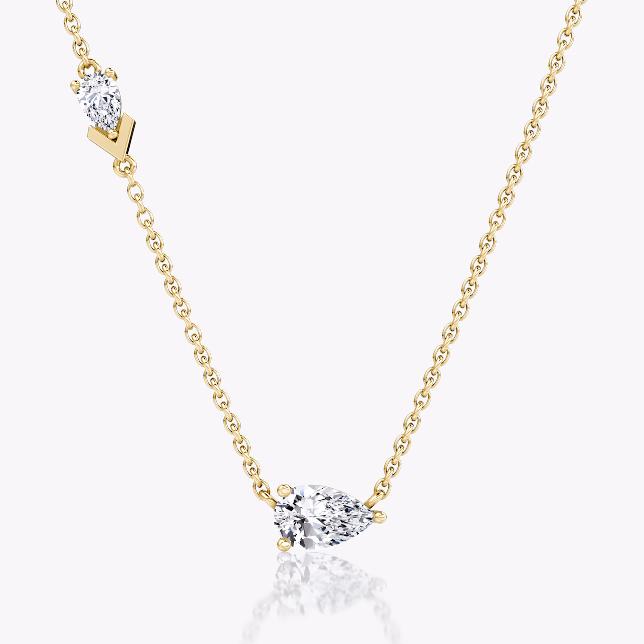 Toi et Moi Echo Necklace | Pear | 14k | Yellow Gold | caratWeight: 0.65ct | chainLength: 16-18