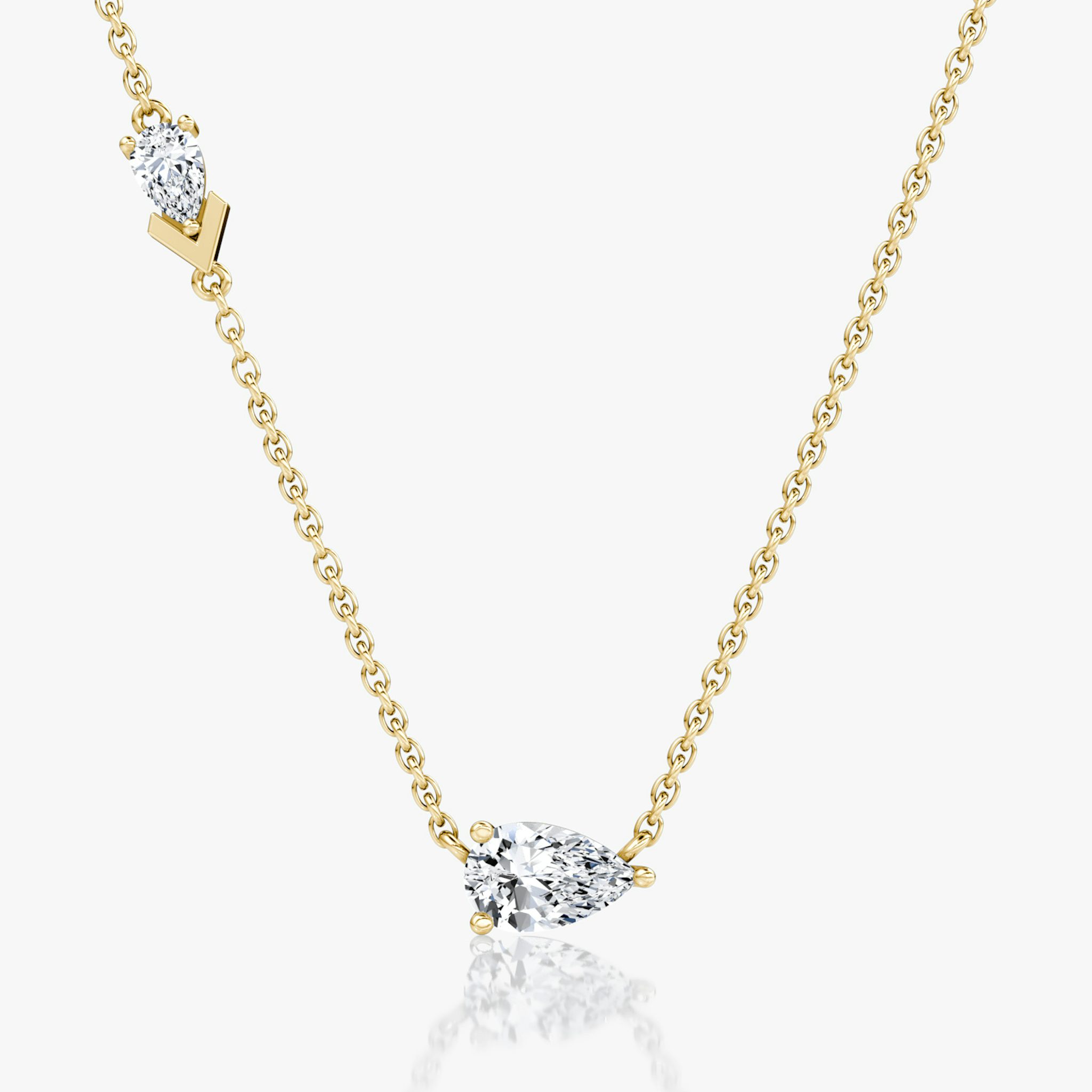 Toi et Moi Echo Necklace | Pear | 14k | Yellow Gold | caratWeight: 0.65ct | chainLength: 16-18