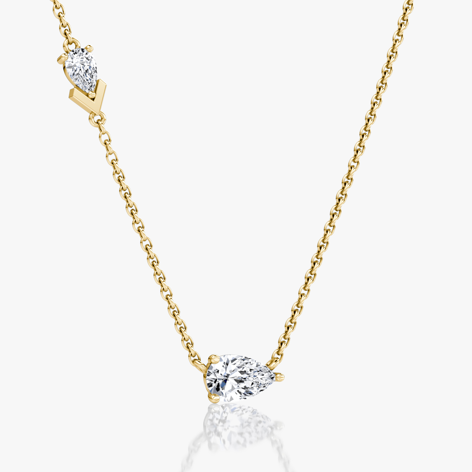 Toi et Moi Echo Necklace | Pear | 14k | Yellow Gold | caratWeight: 0.65ct | chainLength: 16-18