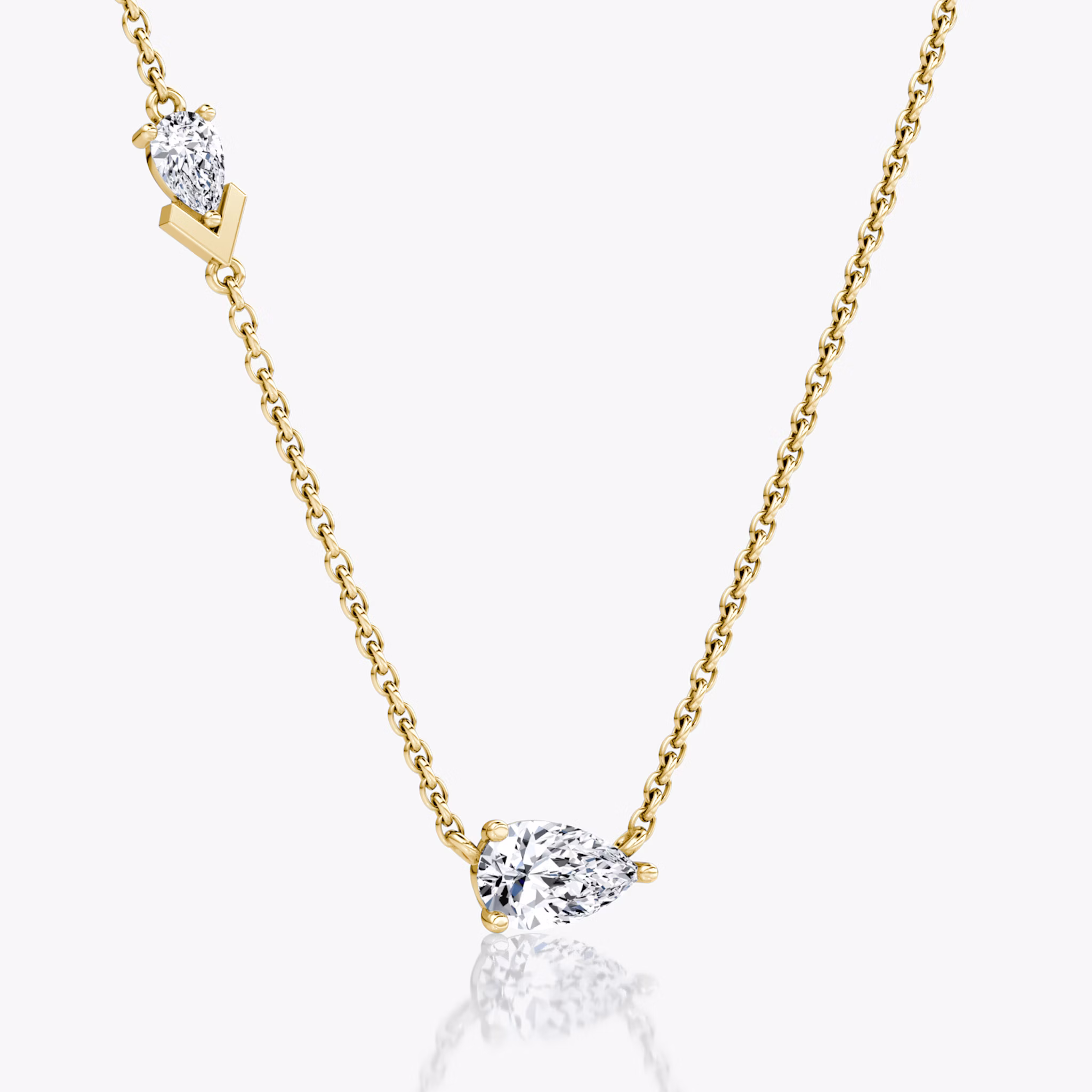 Toi et Moi Echo Necklace | Pear | 14k | Yellow Gold | caratWeight: 0.65ct | chainLength: 16-18