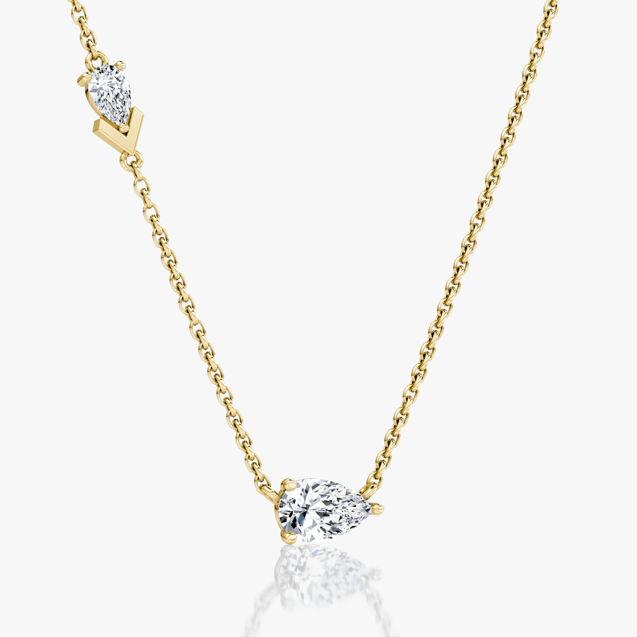 Toi et Moi Echo Necklace | Pear | 14k | Yellow Gold | caratWeight: 0.65ct | chainLength: 16-18