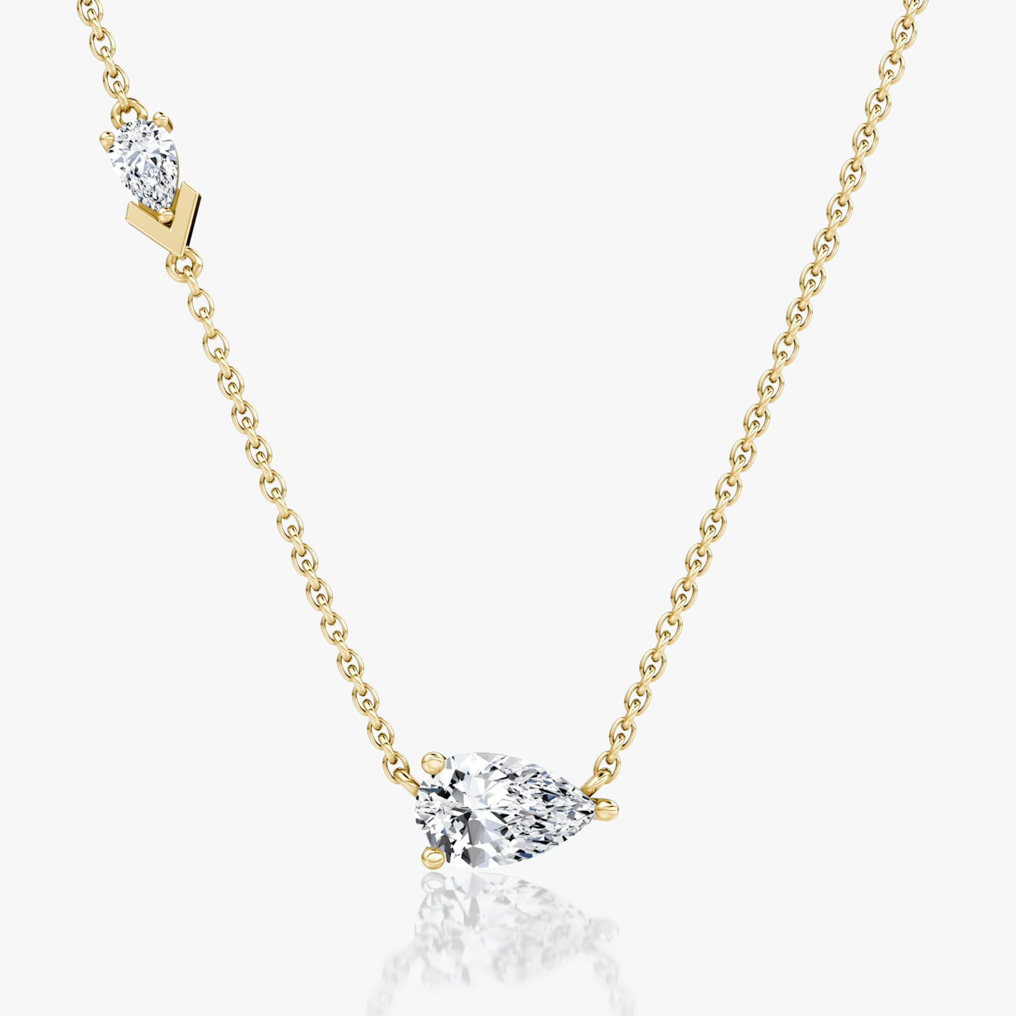 Toi et Moi Echo Necklace | Pear | 14k | Yellow Gold | caratWeight: 0.90ct | chainLength: 16-18
