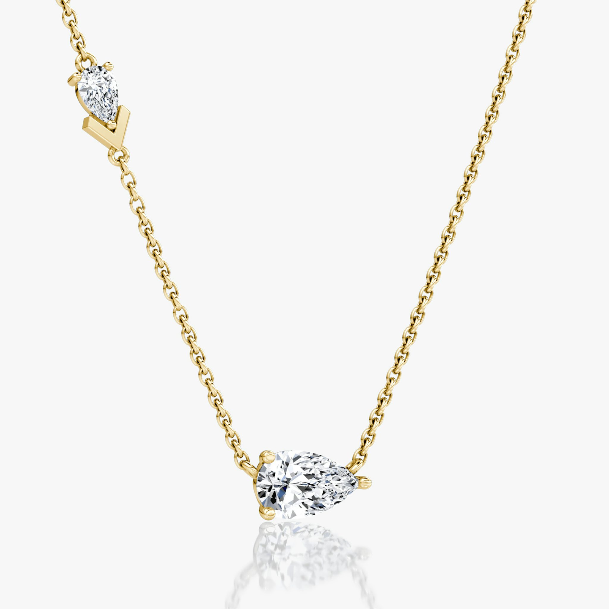 Toi et Moi Echo Necklace | Pear | 14k | Yellow Gold | caratWeight: 0.90ct | chainLength: 16-18