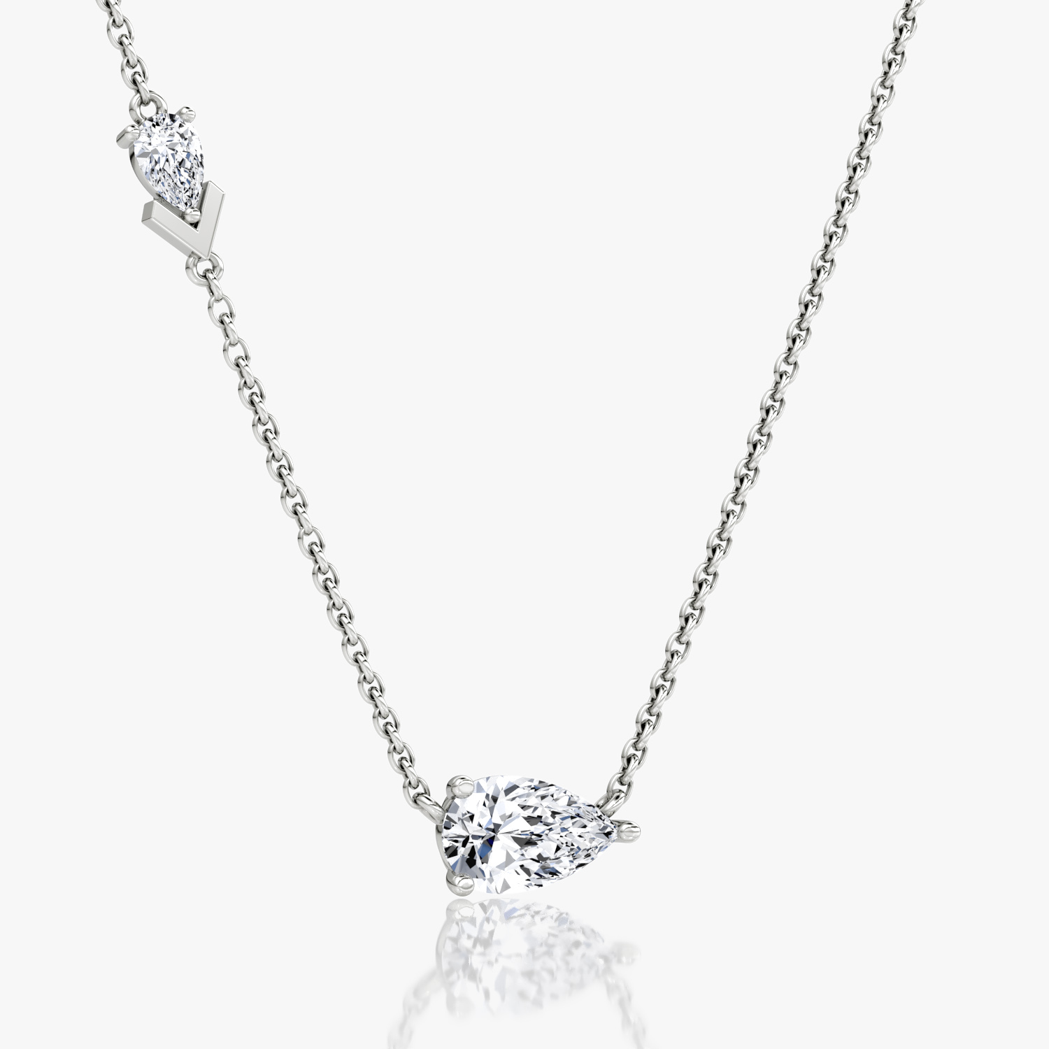 Toi et Moi Echo Necklace | Pear | 14k | White Gold | caratWeight: 0.90ct | chainLength: 16-18