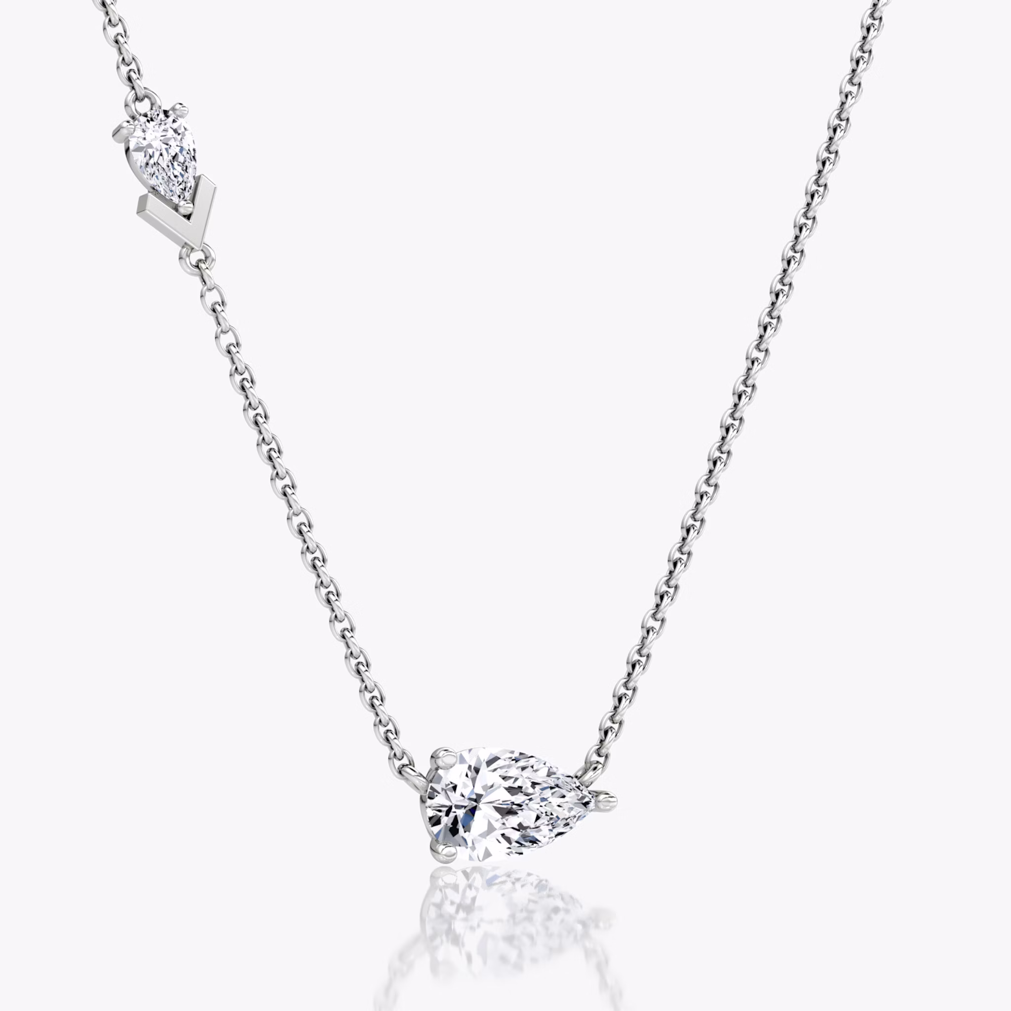 Toi et Moi Echo Necklace | Pear | 14k | White Gold | caratWeight: 0.90ct | chainLength: 16-18