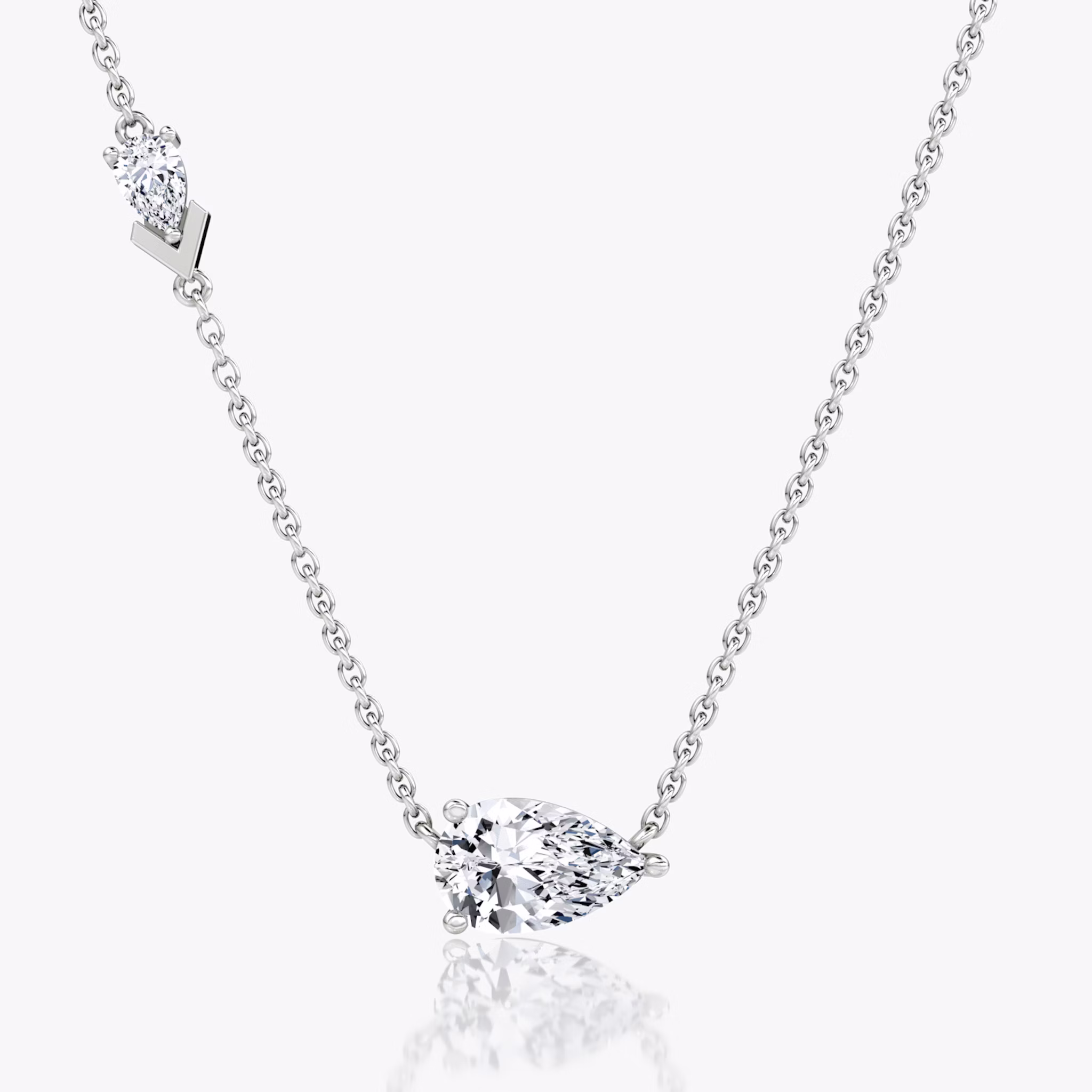 Toi et Moi Echo Necklace | Pear | 14k | White Gold | caratWeight: 1.15ct | chainLength: 16-18