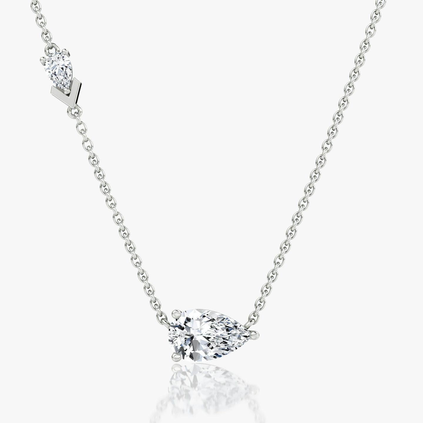 Collar Toi et Moi Echo | Pera | 14k | Oro blanco | caratWeight: 1.15ct | chainLength: 16-18