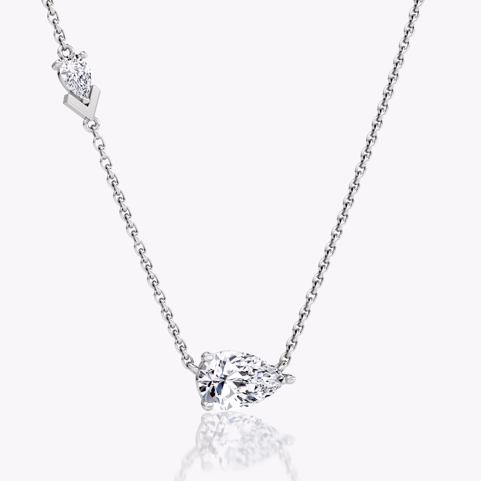 Toi et Moi Echo Necklace | Pear | 14k | White Gold | caratWeight: 1.15ct | chainLength: 16-18