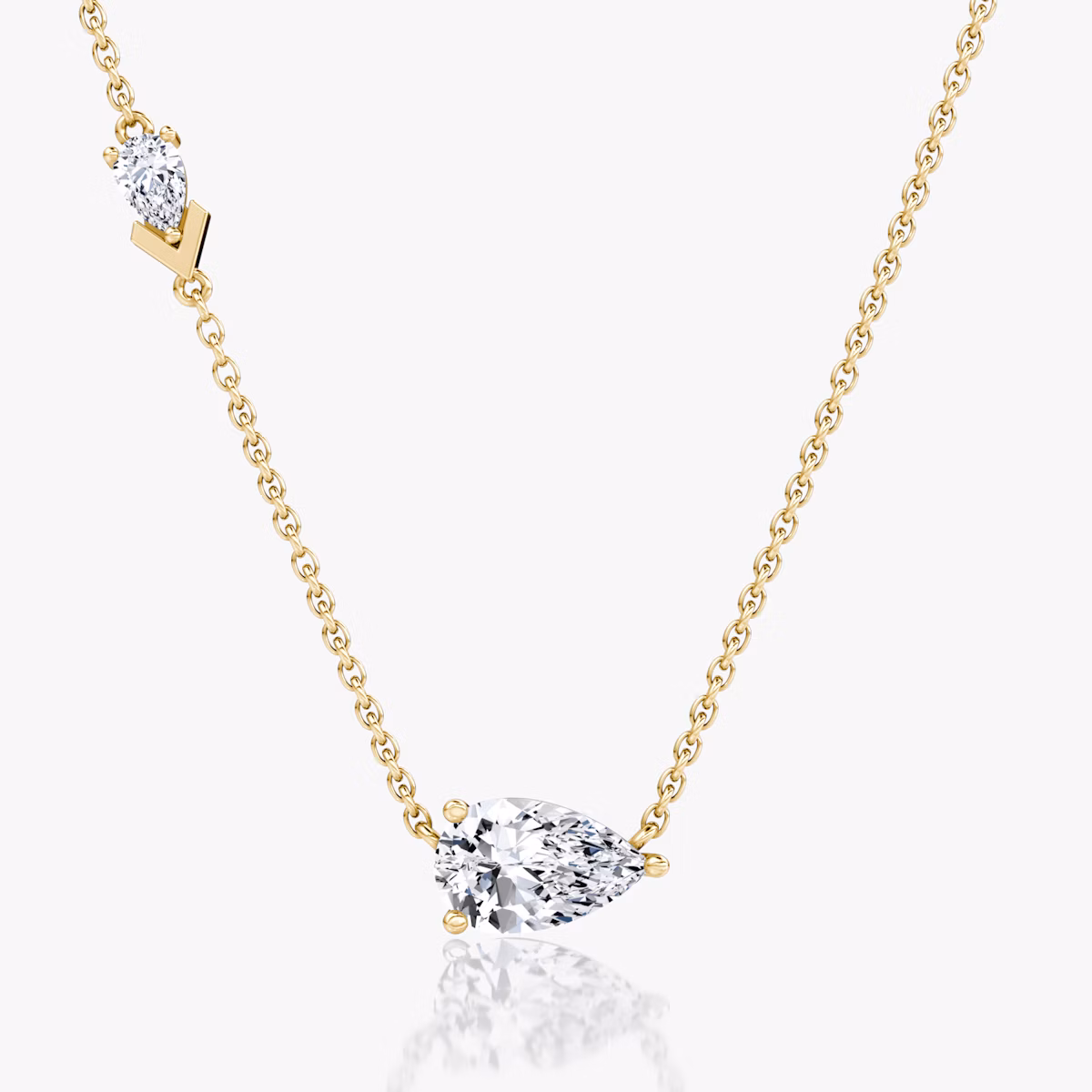 Toi et Moi Echo Necklace | Pear | 14k | Yellow Gold | caratWeight: 1.15ct | chainLength: 16-18