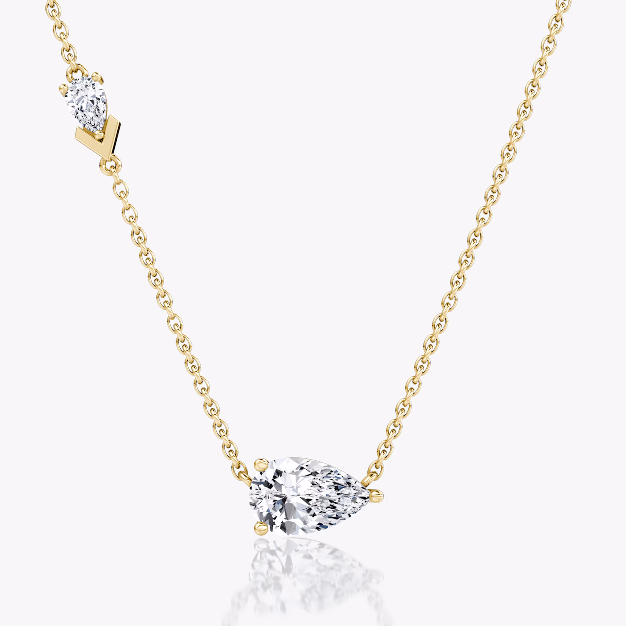 Toi et Moi Echo Necklace | Pear | 14k | Yellow Gold | caratWeight: 1.15ct | chainLength: 16-18