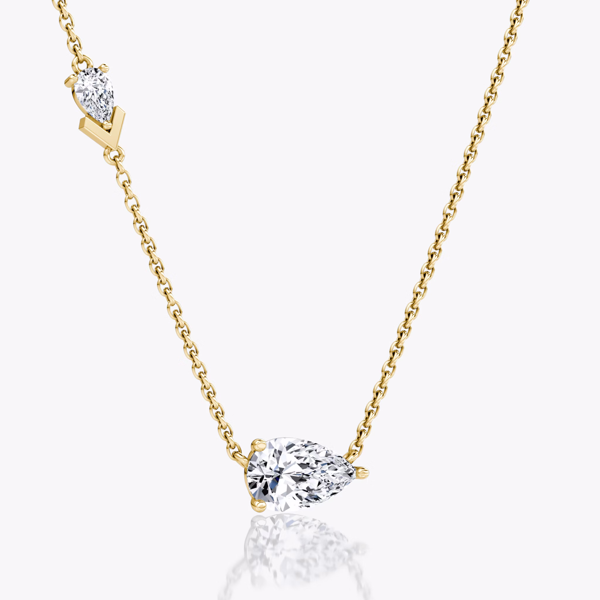 Toi et Moi Echo Necklace | Pear | 14k | Yellow Gold | caratWeight: 1.15ct | chainLength: 16-18
