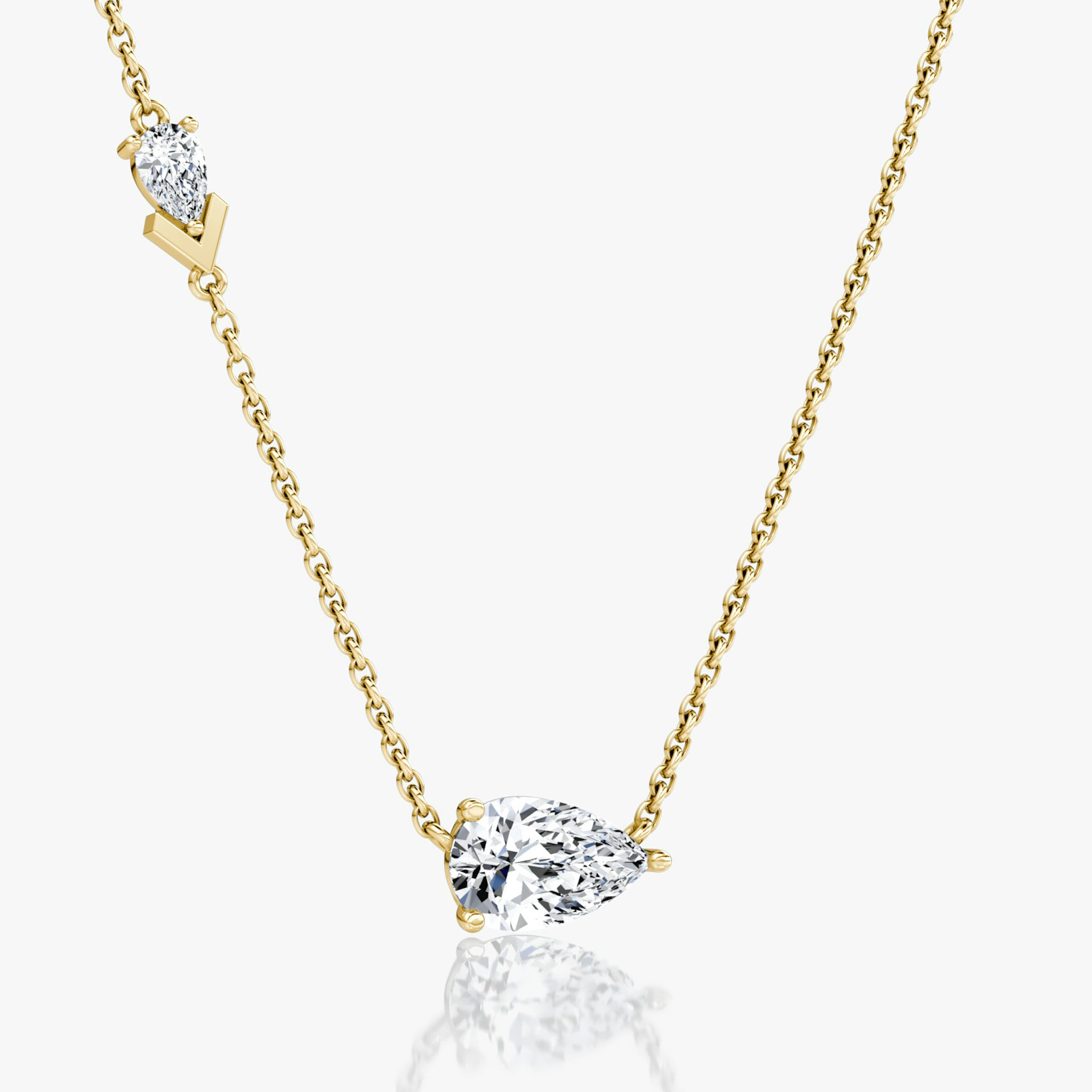 Toi et Moi Echo Necklace | Pear | 14k | Yellow Gold | caratWeight: 1.15ct | chainLength: 16-18
