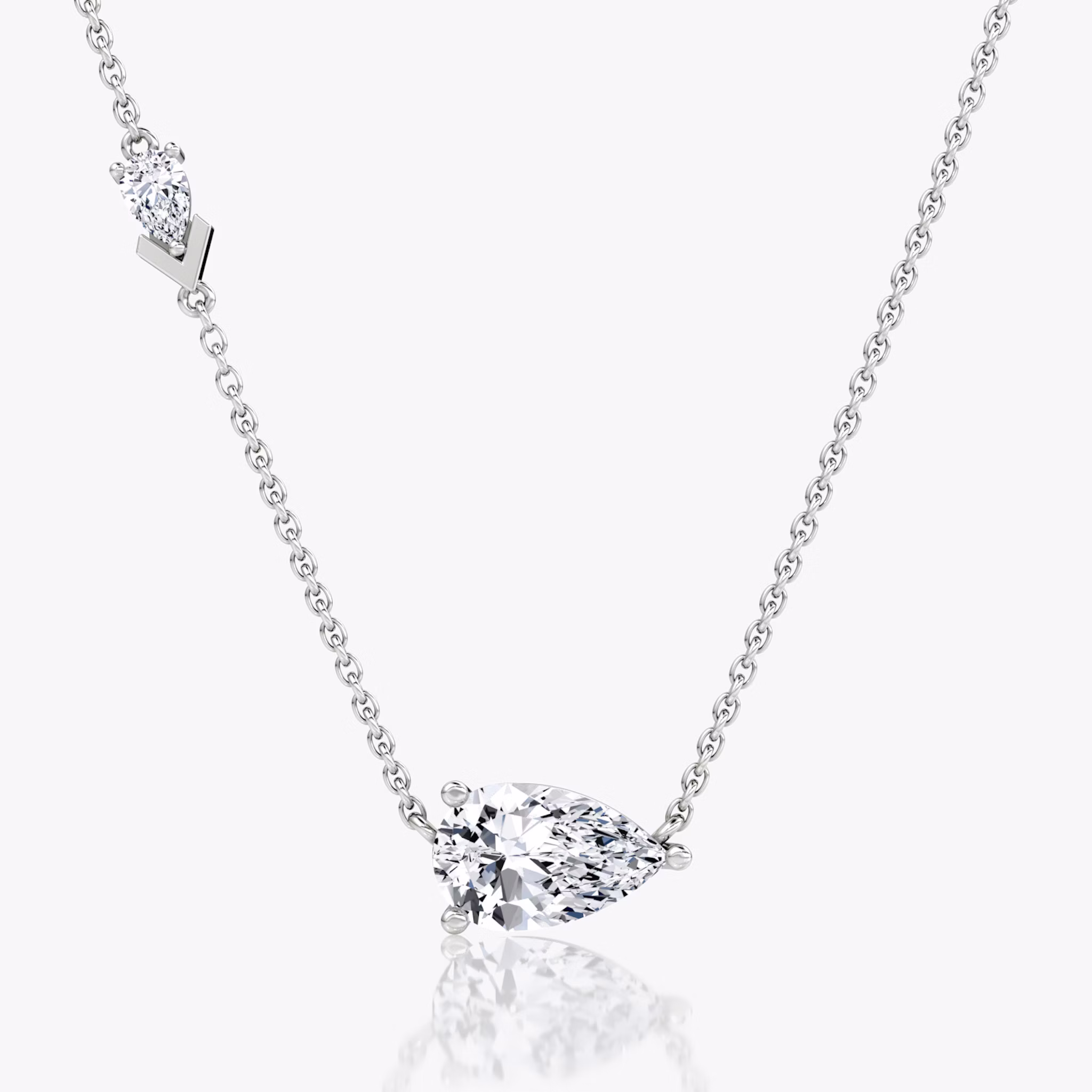 Toi et Moi Echo Necklace | Pear | 14k | White Gold | caratWeight: 1.65ct | chainLength: 16-18