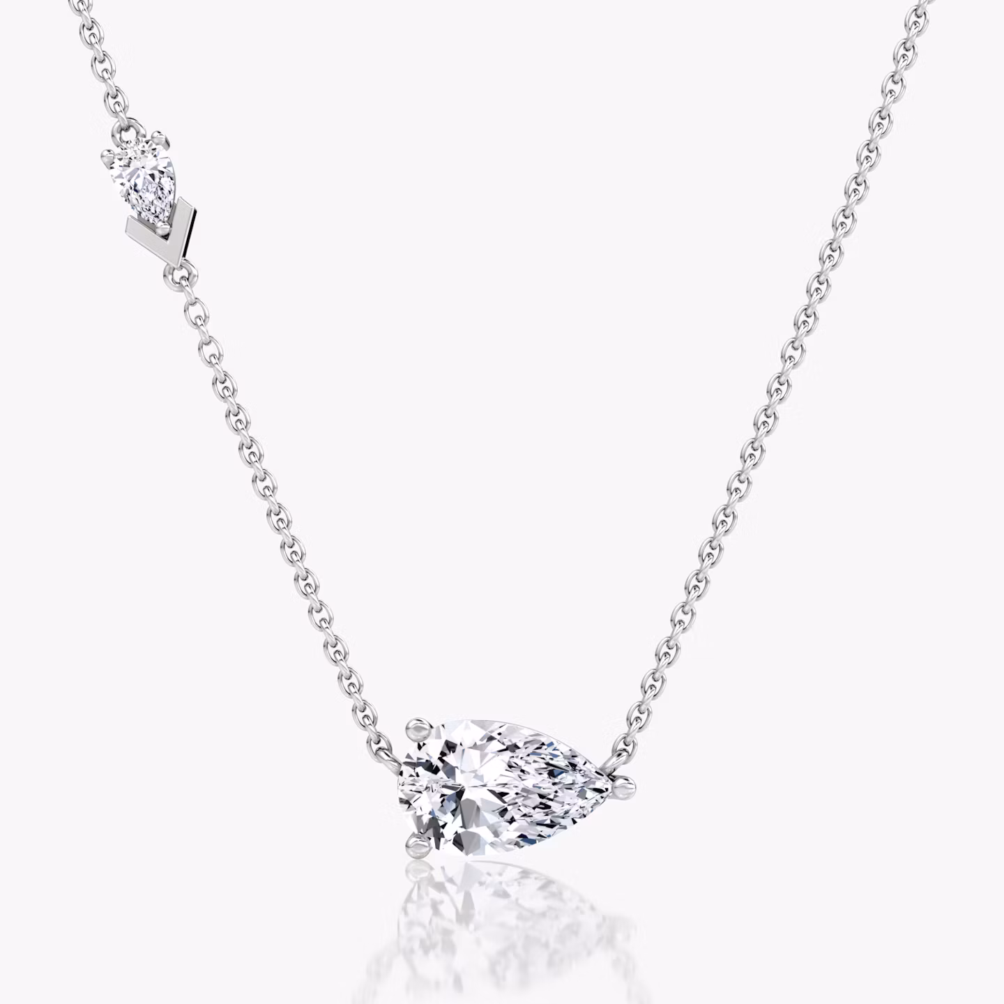 Collar Toi et Moi Echo | Pera | 14k | Oro blanco | caratWeight: 1.65ct | chainLength: 16-18