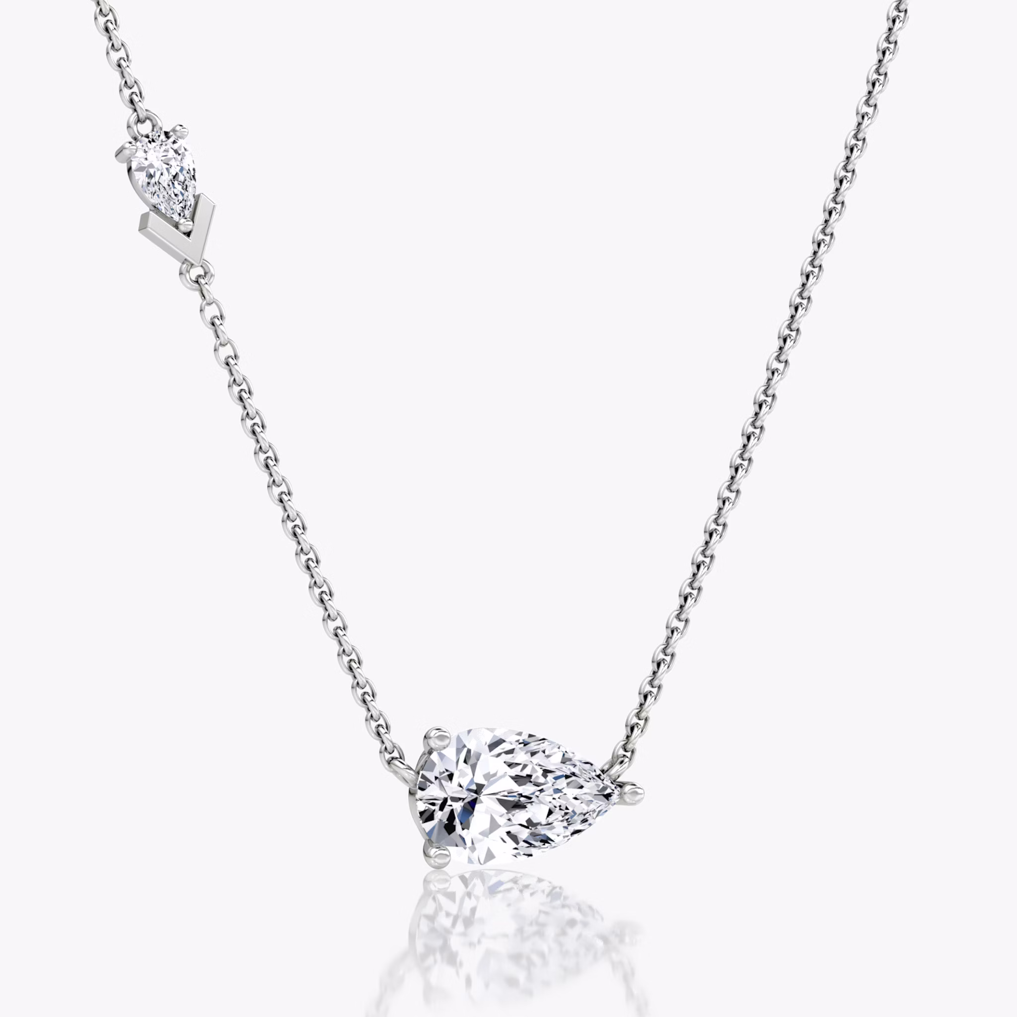 Toi et Moi Echo Necklace | Pear | 14k | White Gold | caratWeight: 1.65ct | chainLength: 16-18
