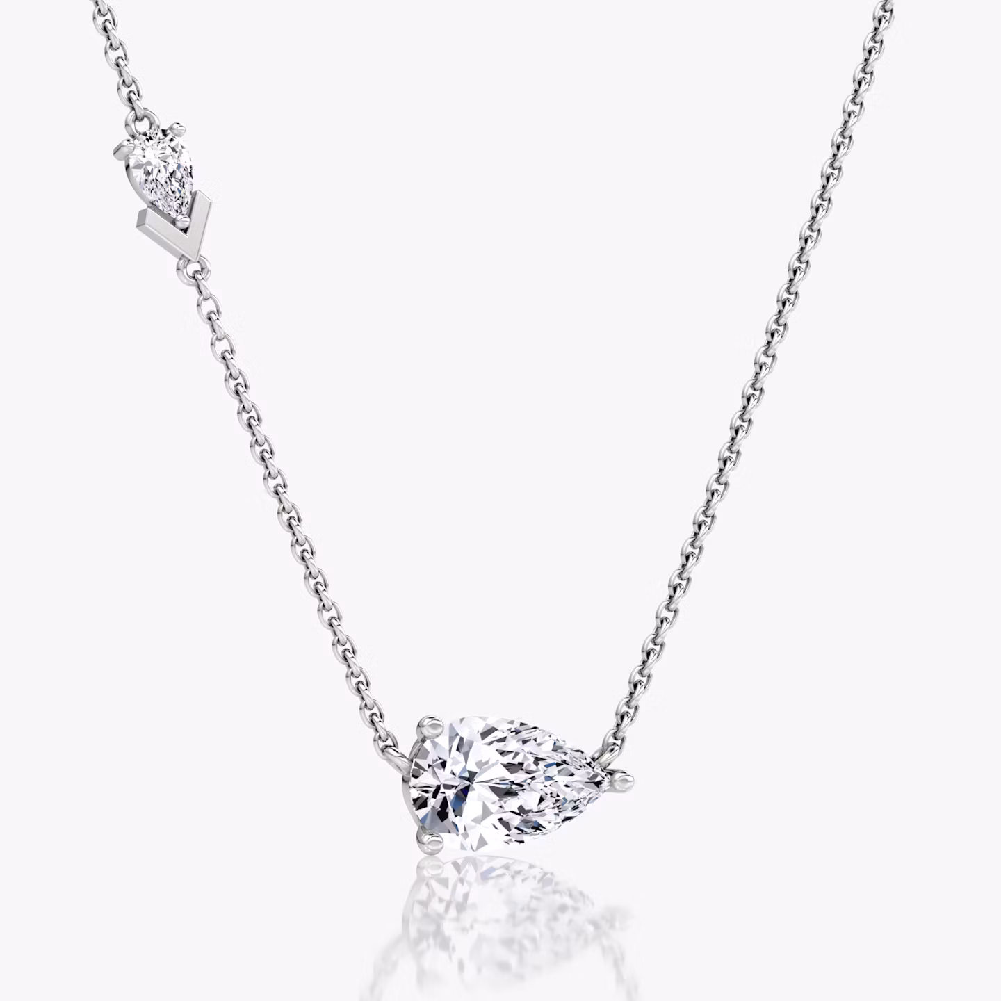 Collar Toi et Moi Echo | Pera | 14k | Oro blanco | caratWeight: 1.65ct | chainLength: 16-18