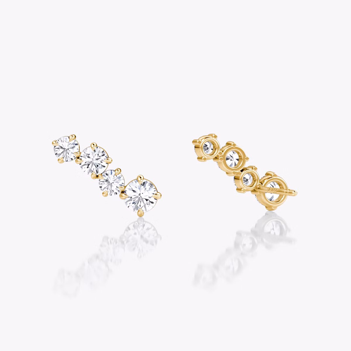Cosmos Stud | Round Brilliant | 14k | Yellow Gold | side: left