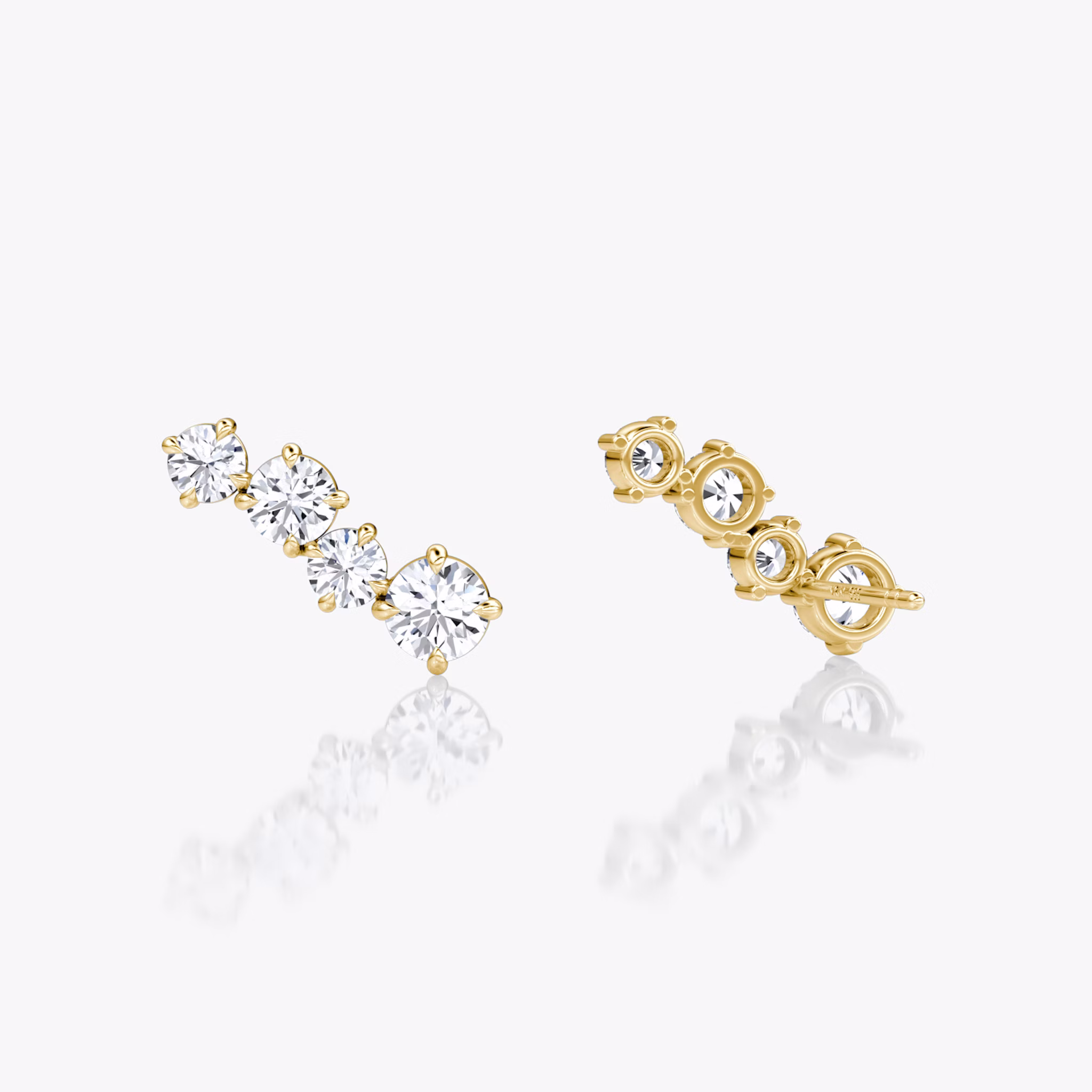 Cosmos Stud | Round Brilliant | 14k | Yellow Gold | side: left