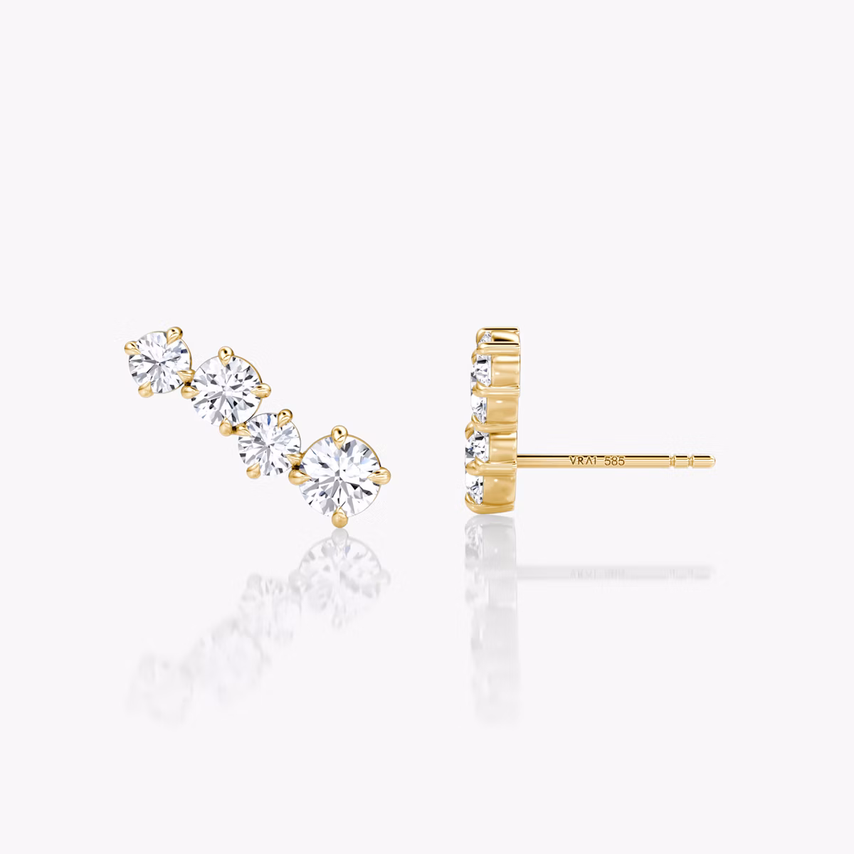 Cosmos Stud | Round Brilliant | 14k | Yellow Gold | side: left