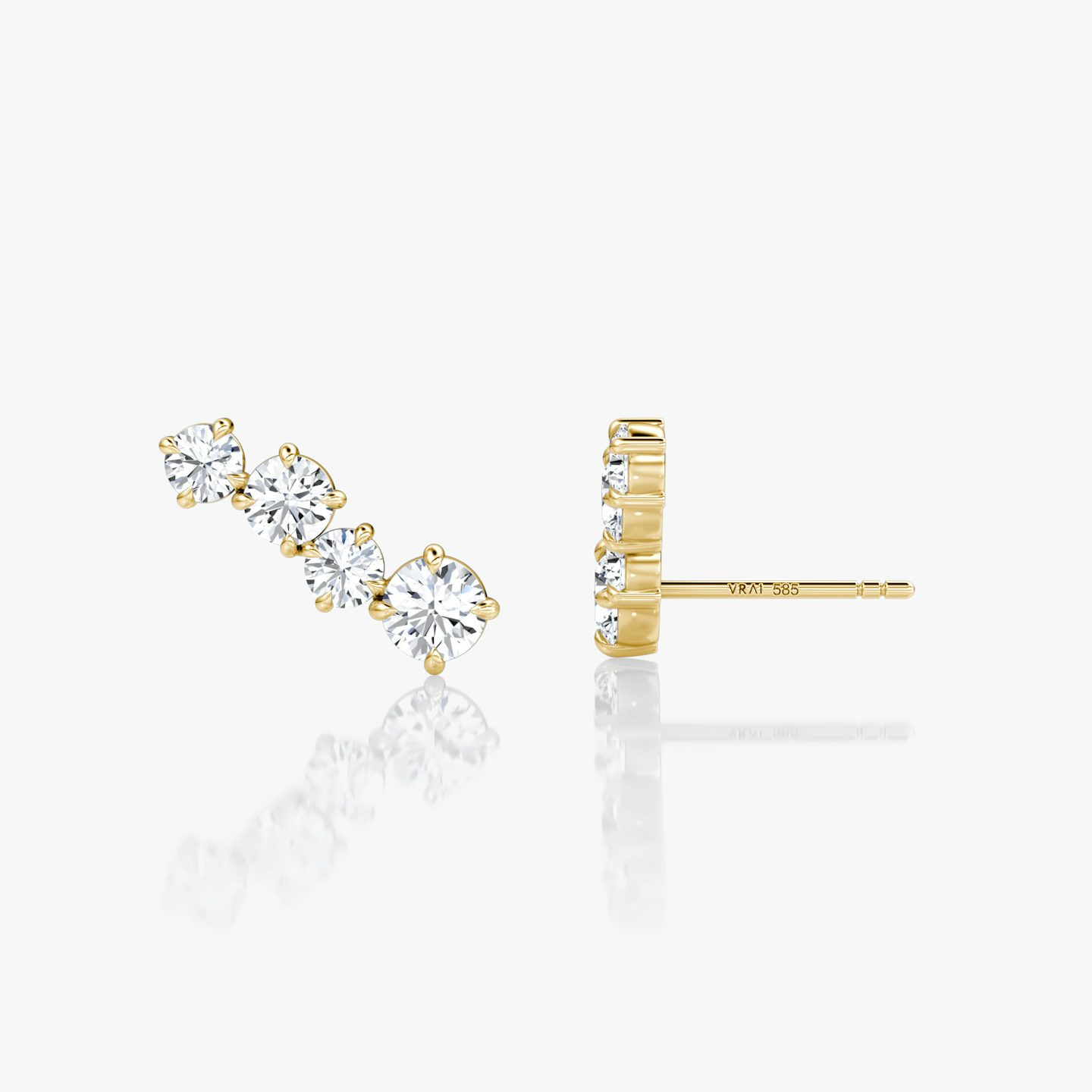 Cosmos Stud | Round Brilliant | 14k | Yellow Gold | side: left
