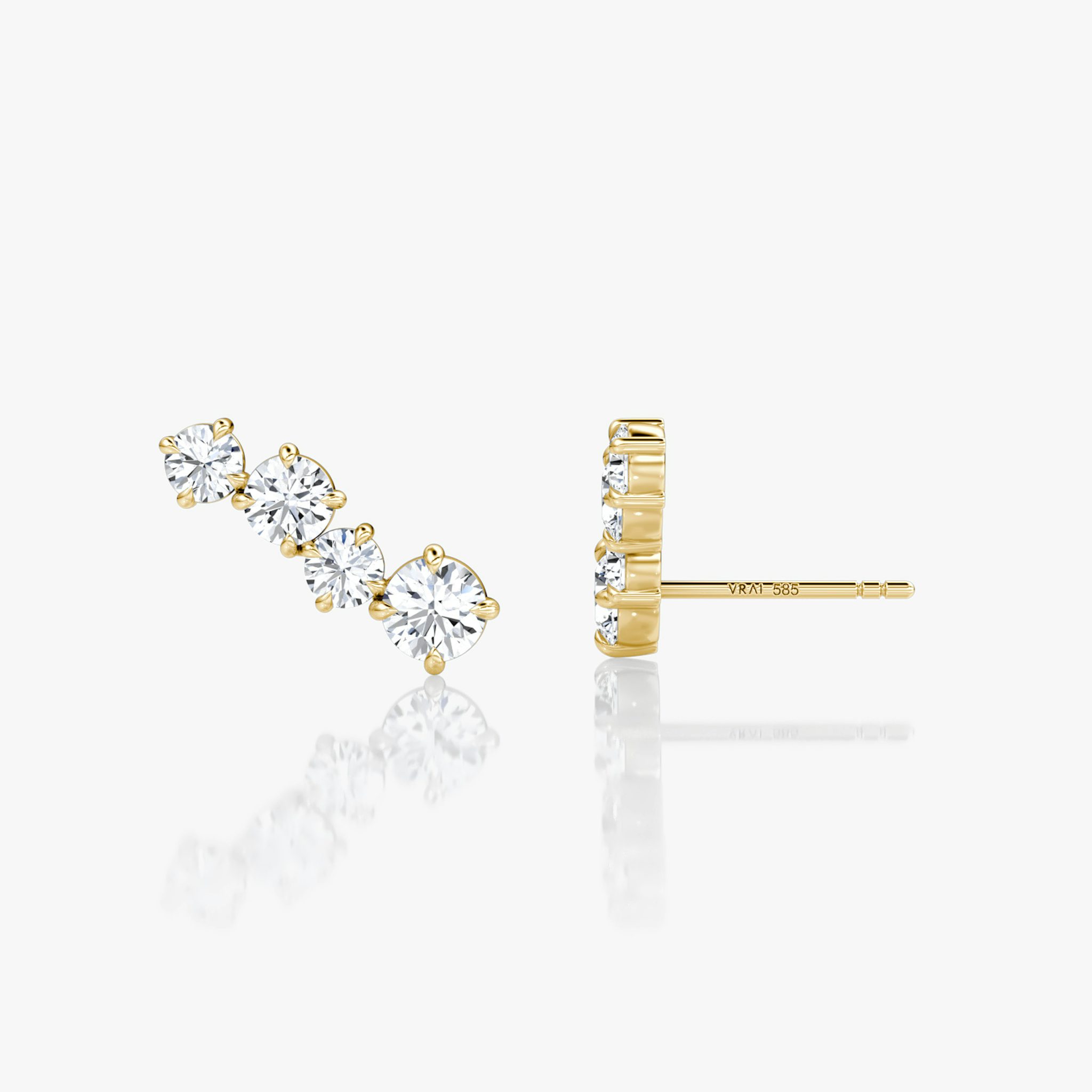 Cosmos Stud | Round Brilliant | 14k | Yellow Gold | side: left