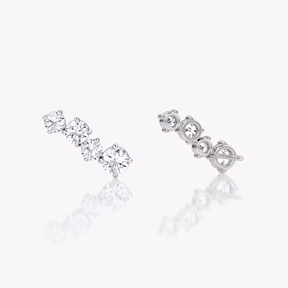 Cosmos Stud | Round Brilliant | 14k | White Gold | side: left