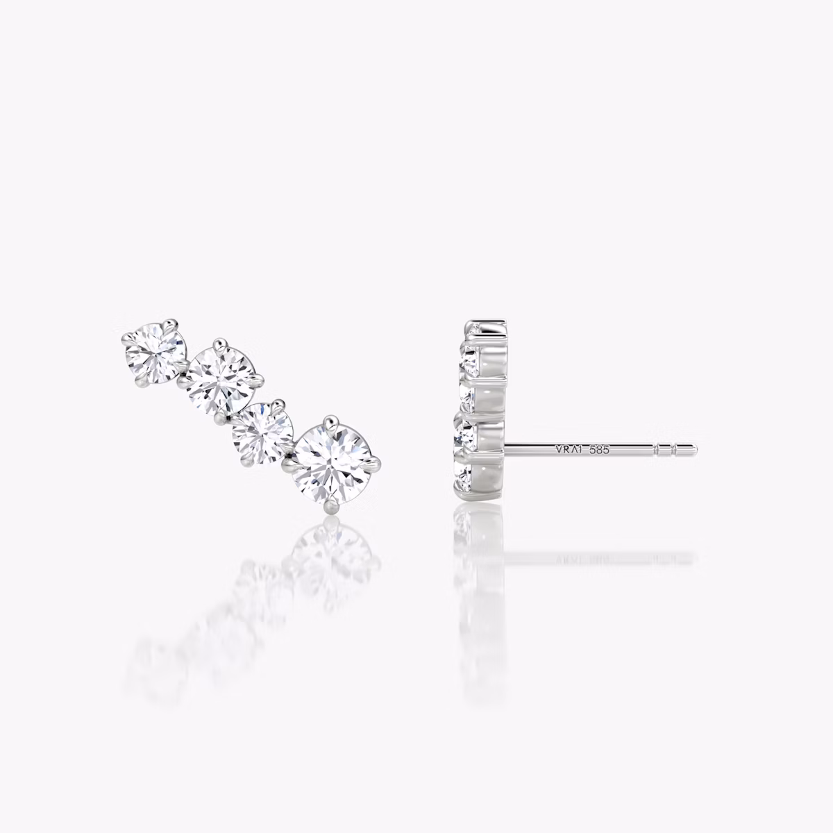 Cosmos Stud | Round Brilliant | 14k | White Gold | side: left