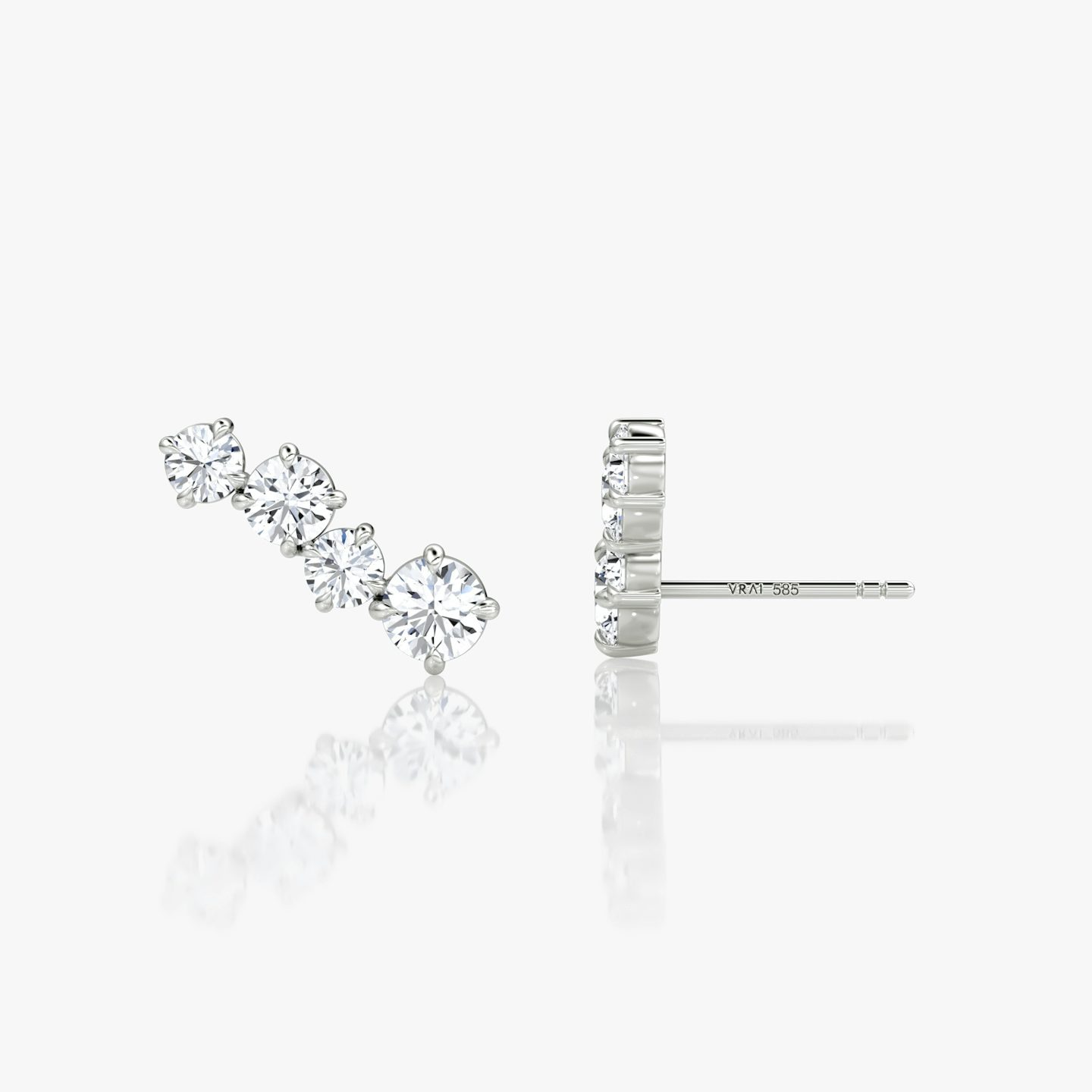 Cosmos Stud | Round Brilliant | 14k | White Gold | side: left