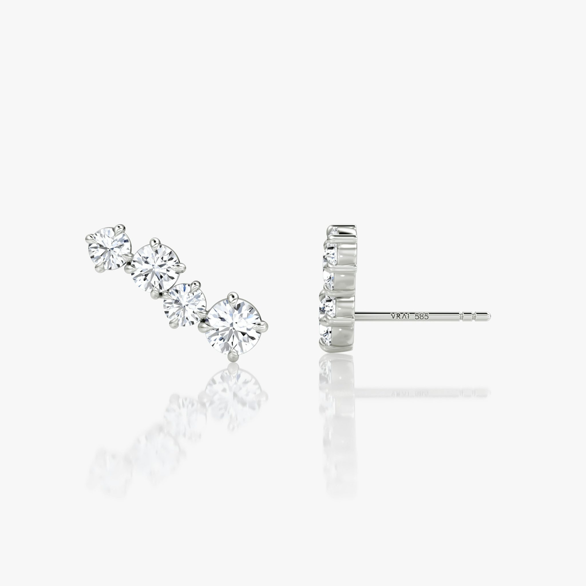 Cosmos Stud | Round Brilliant | 14k | White Gold | side: left