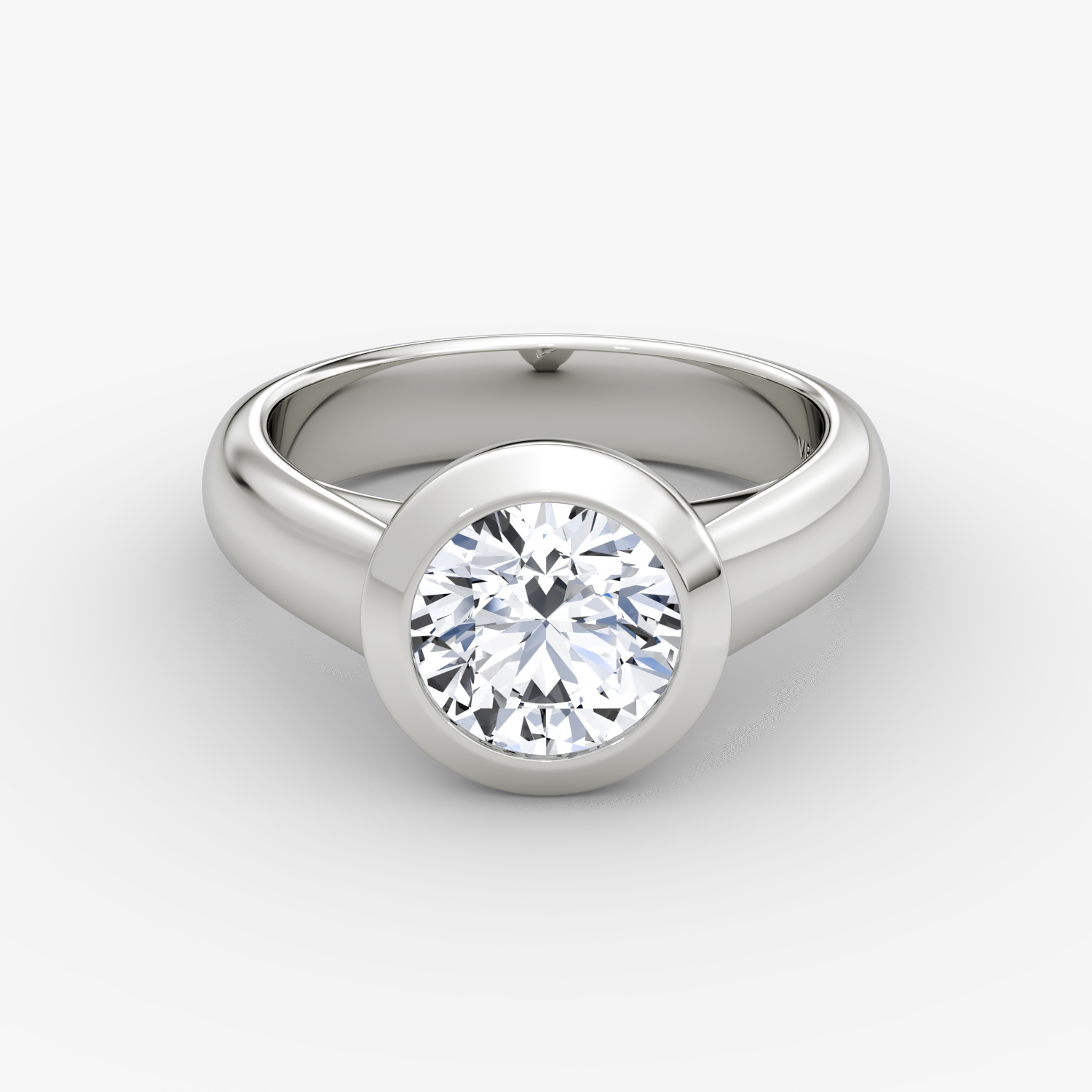 The Sculpture Bezel | Round Brilliant | Platinum | bandAccent: Plain | caratWeight: 1.0ct | diamondOrientation: vertical