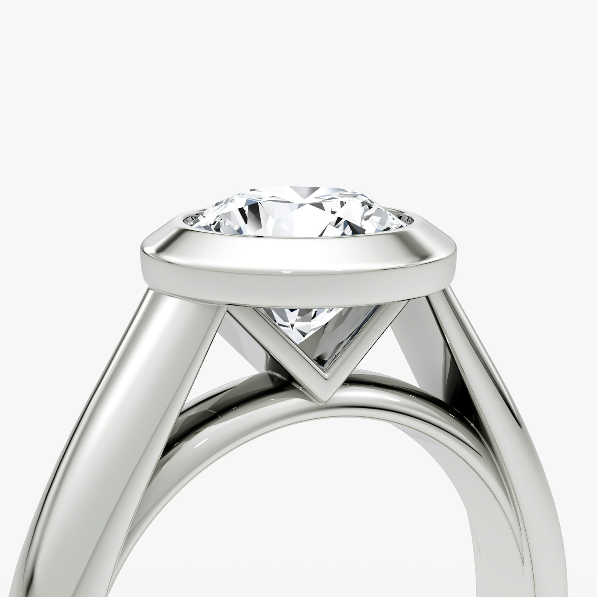 The Sculpture Bezel | Round Brilliant | Platinum | bandAccent: Plain | caratWeight: 1.5ct | diamondOrientation: vertical
