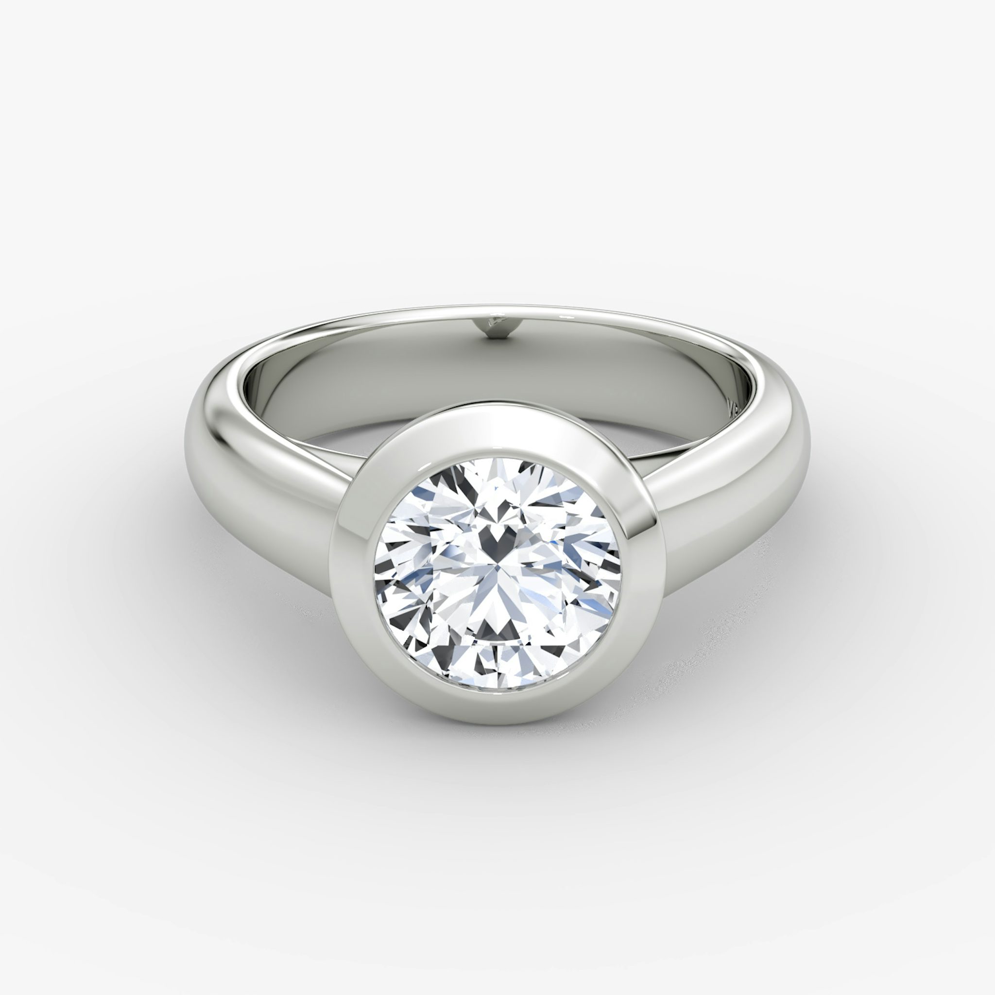 The Sculpture Bezel | Round Brilliant | Platinum | bandAccent: Plain | caratWeight: 2.0ct | diamondOrientation: vertical
