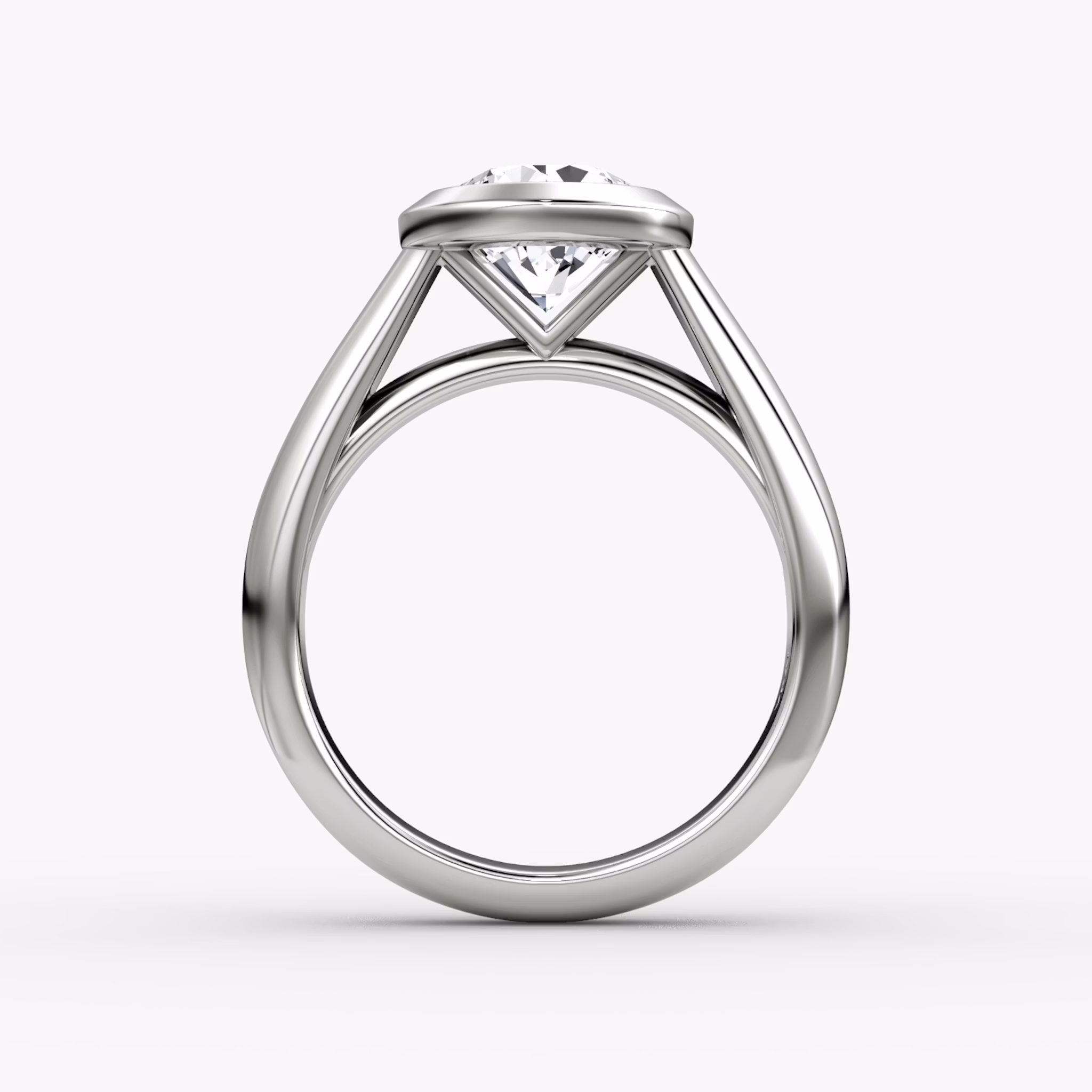The Sculpture Bezel | Round Brilliant | 18k | White Gold | bandAccent: Plain | caratWeight: 1.0ct | diamondOrientation: vertical