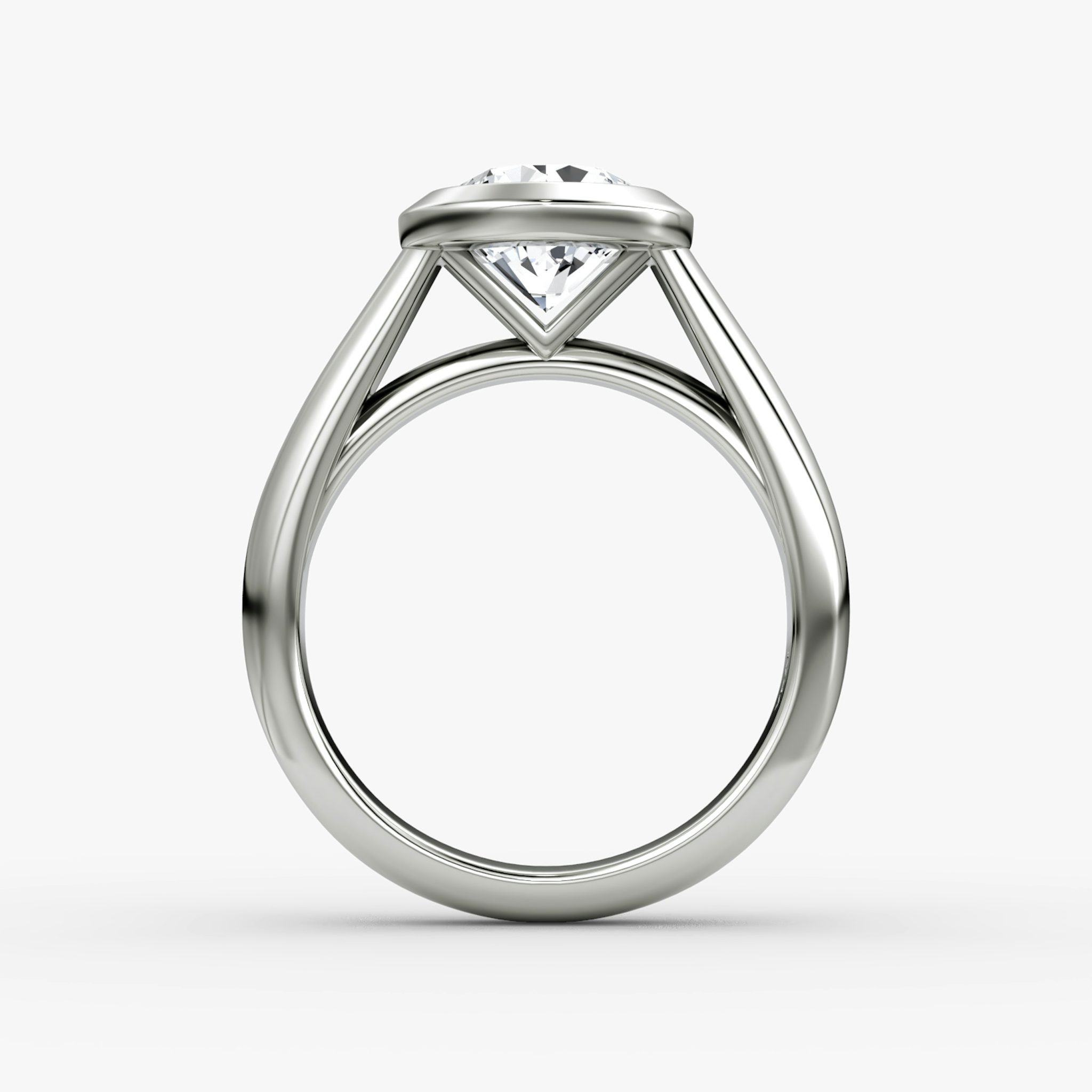 The Sculpture Bezel | Round Brilliant | 18k | White Gold | bandAccent: Plain | caratWeight: 1.0ct | diamondOrientation: vertical