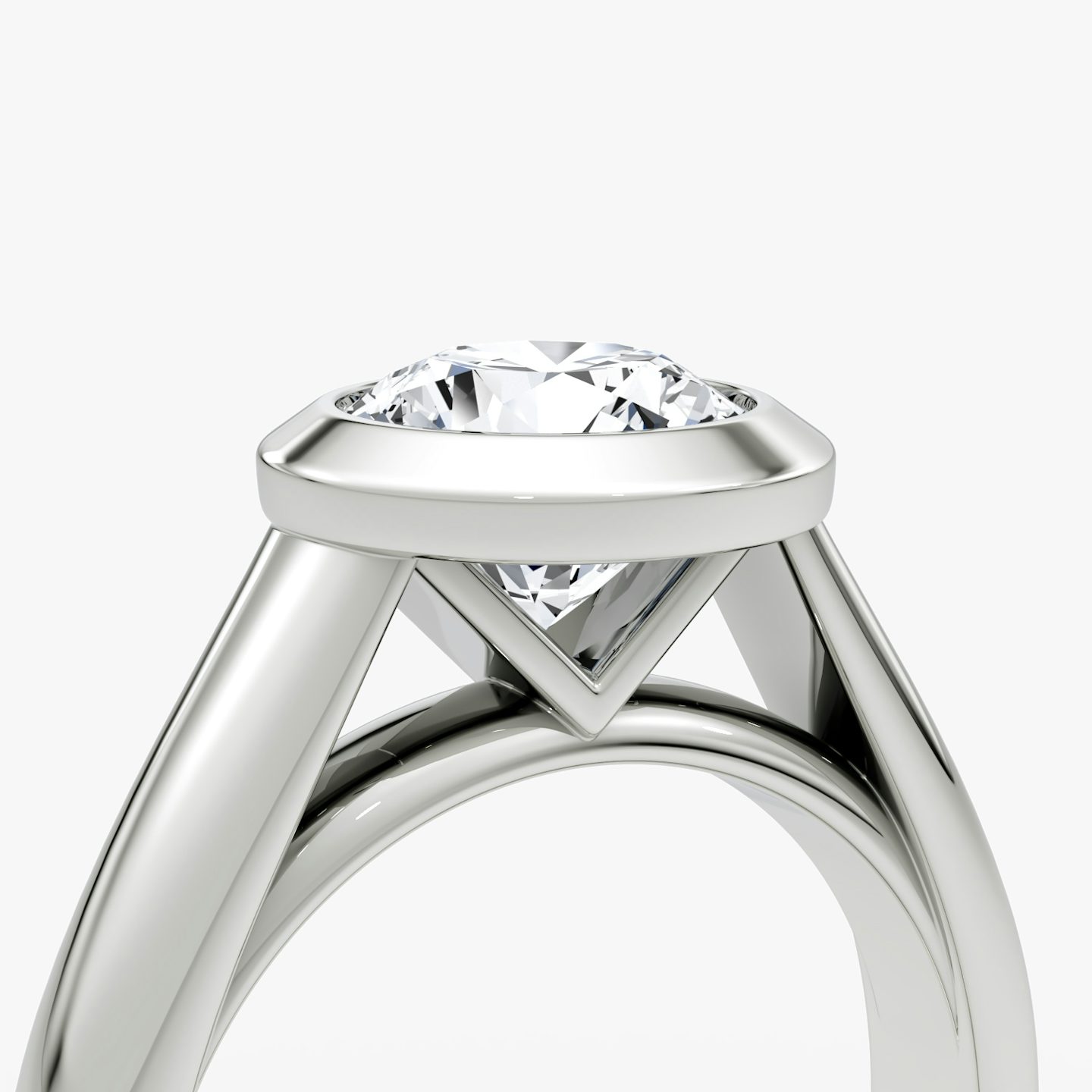 The Sculpture Bezel | Round Brilliant | Platinum | bandAccent: Plain | caratWeight: other | diamondOrientation: vertical