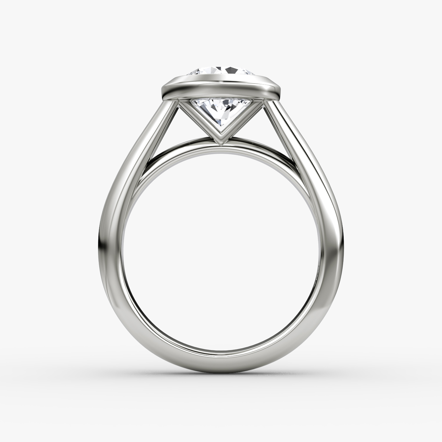 Anillo de compromiso Sculpture Bezel | Brillante | Platino | bandAccent: Simple | caratWeight: other | diamondOrientation: vertical