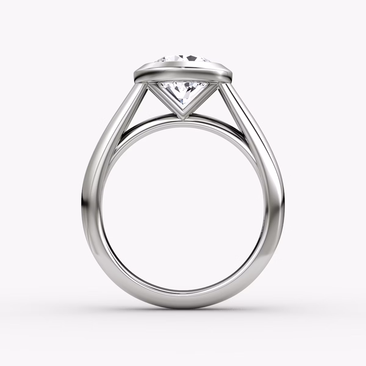 The Sculpture Bezel | Round Brilliant | Platinum | bandAccent: Plain | caratWeight: other | diamondOrientation: vertical