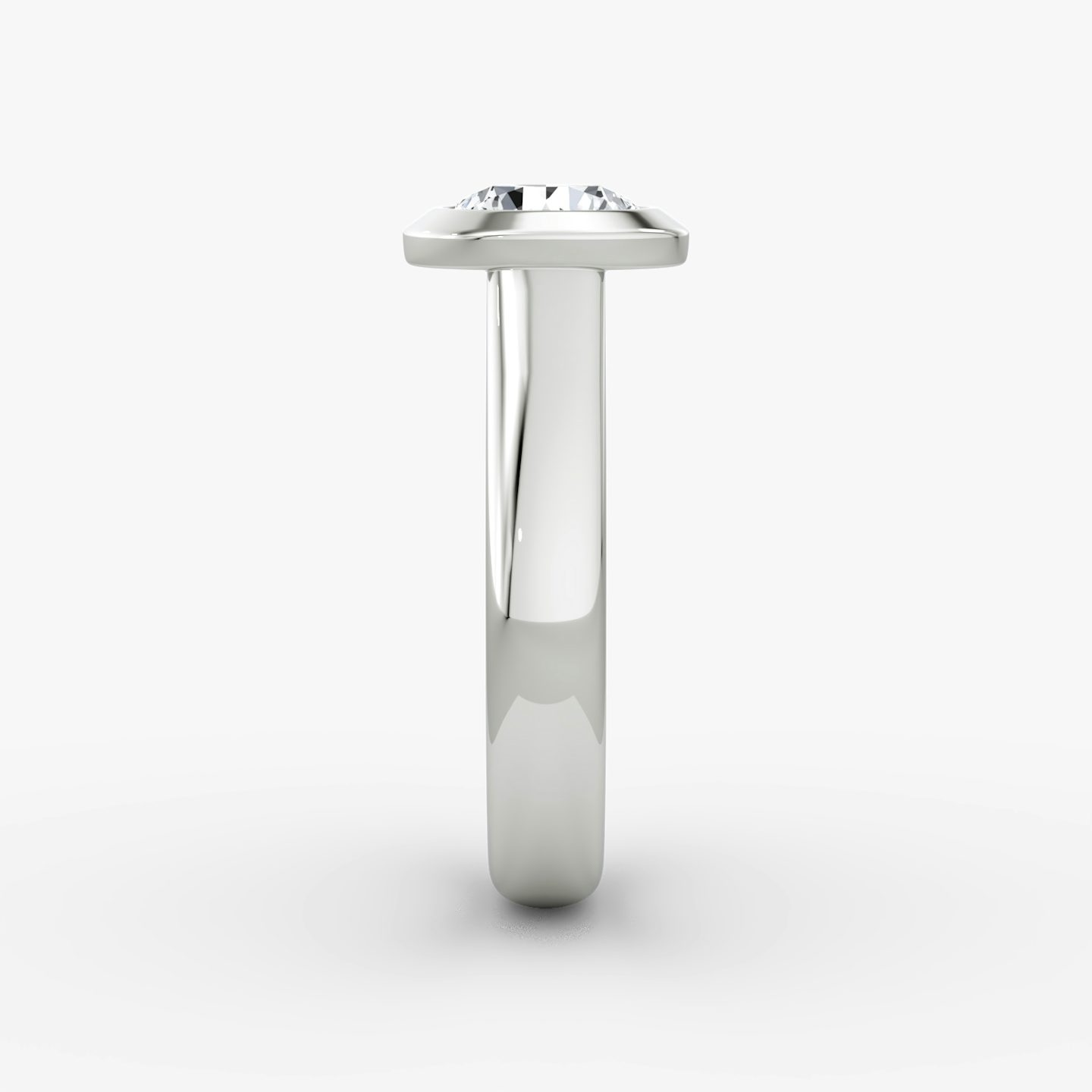 The Sculpture Bezel | Round Brilliant | 18k | White Gold | bandAccent: Plain | caratWeight: other | diamondOrientation: vertical